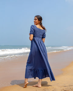 Ultraviolet Cotton Midi Dress -Blue