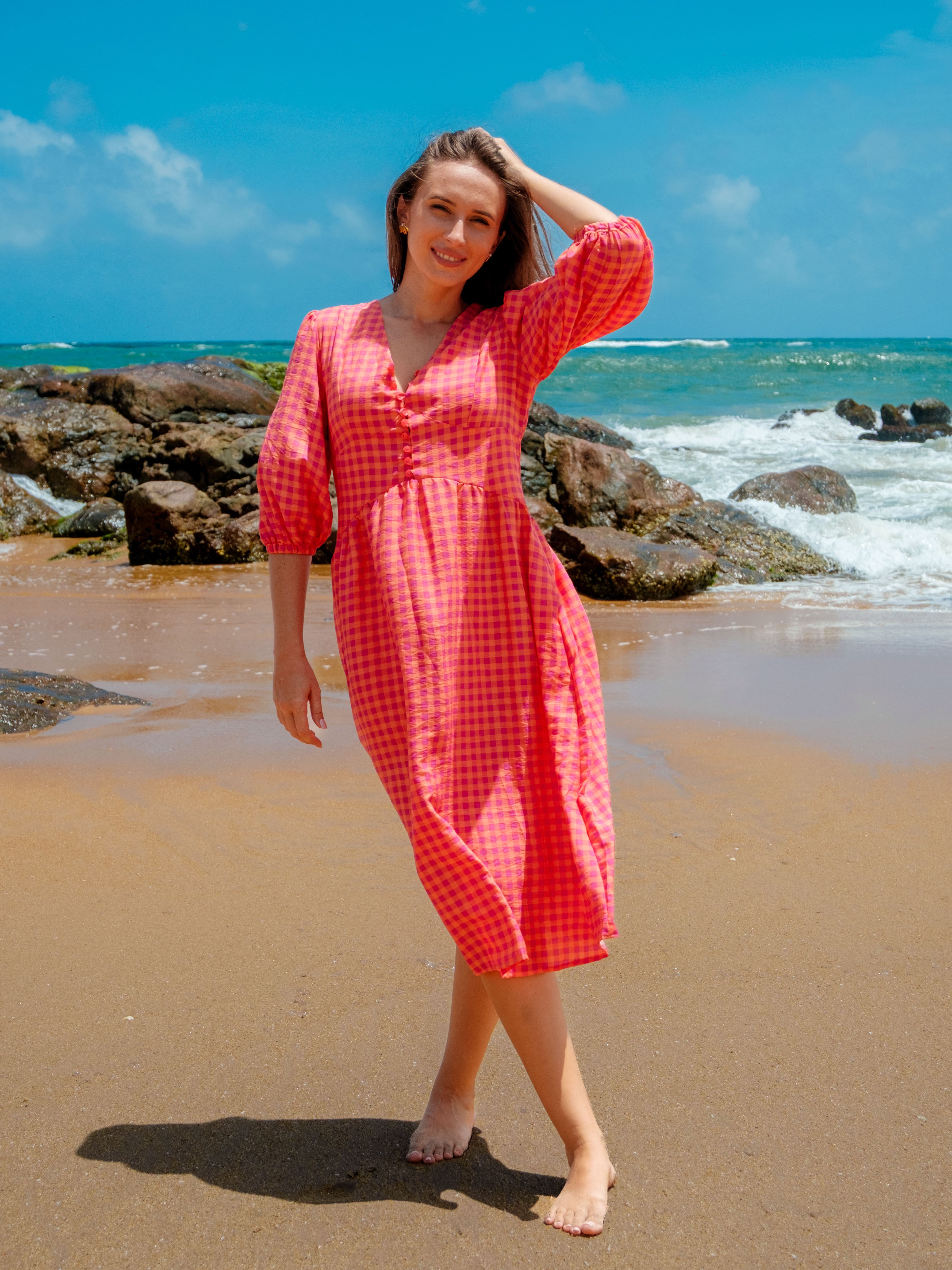 Emilia checkered midi dress