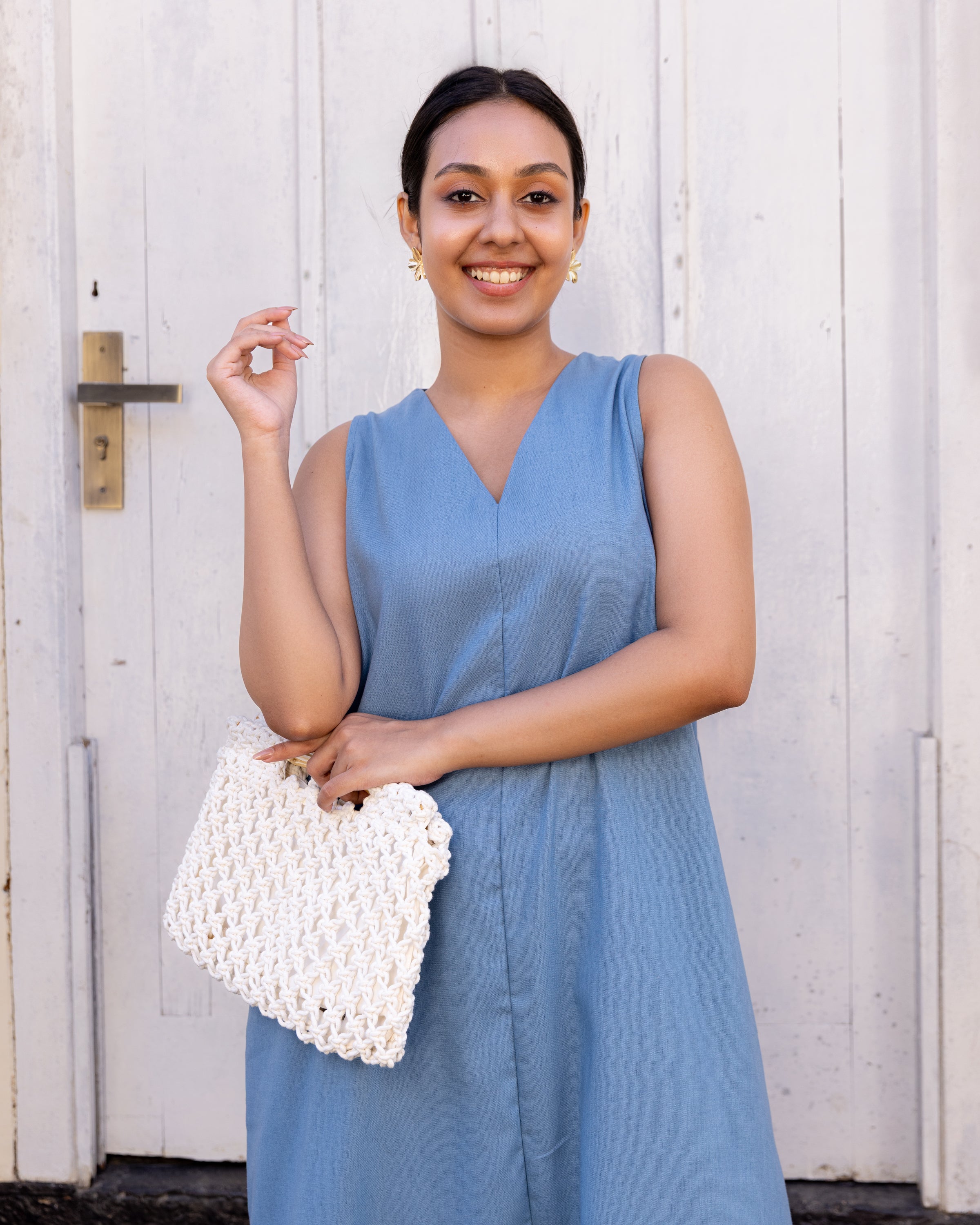 Cozy Breeze Linen Shift Maxi Dress - Blue