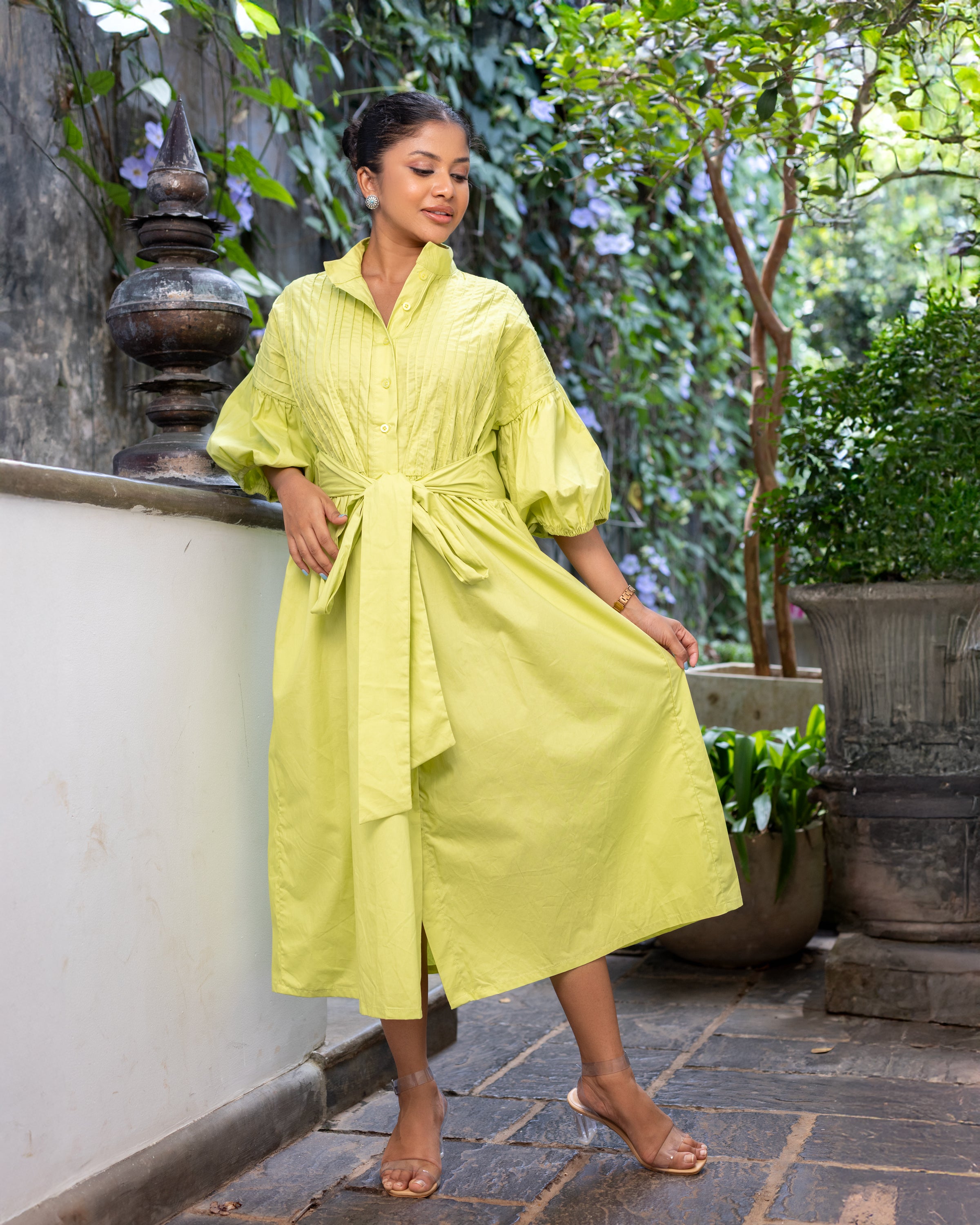 vesper midi dress Vesper Pintuk Detail Cotton Midi Dress