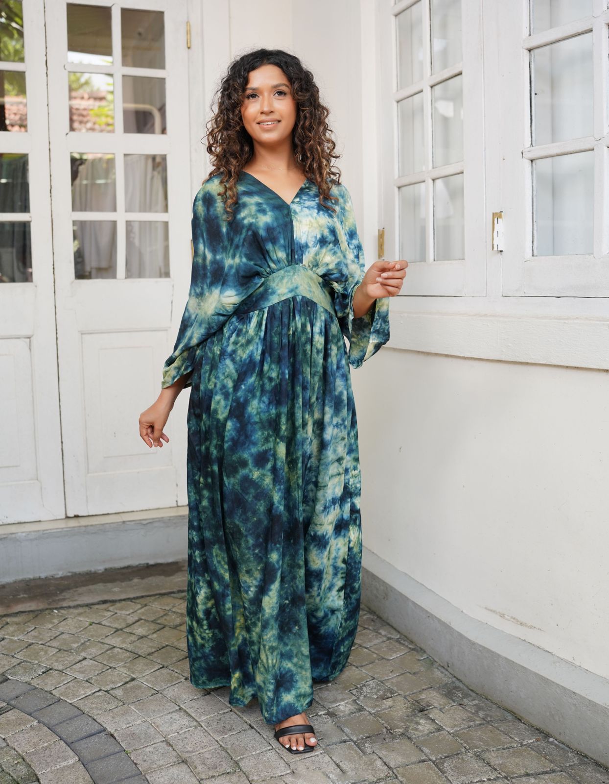 green batik dress Olive Batik Cascade Dress
