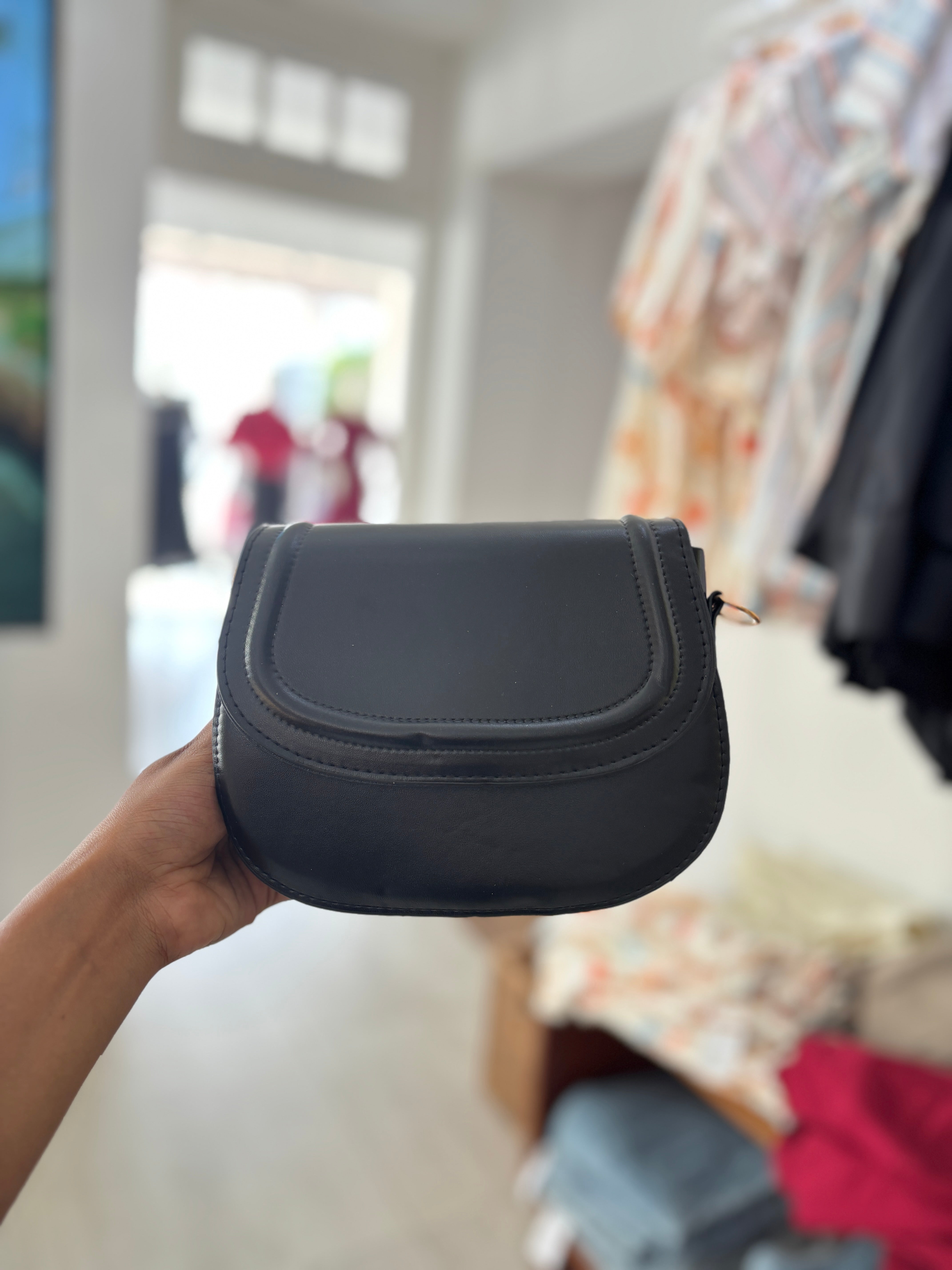 Embossed Mini Saddle Bag black