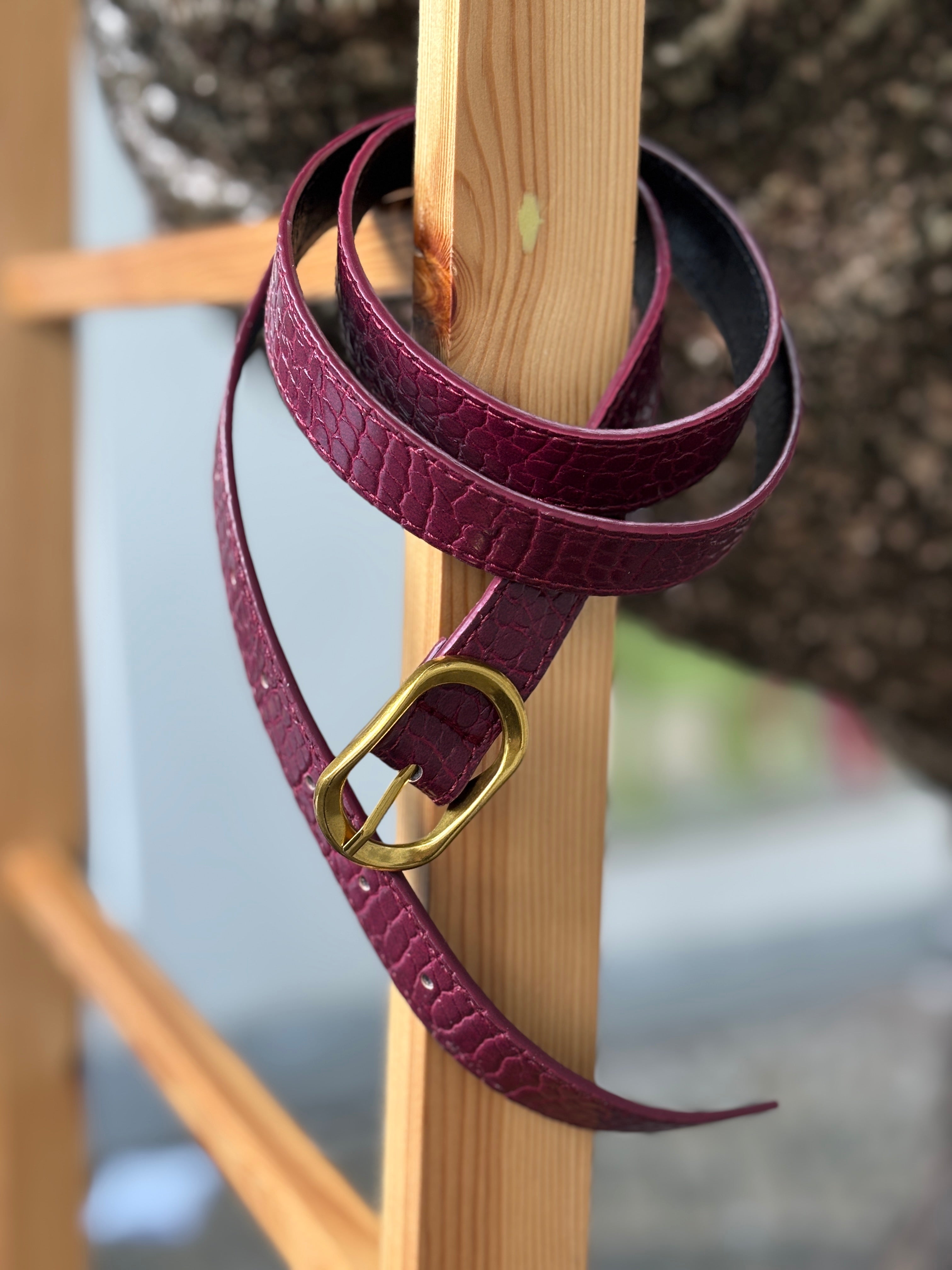 Burgundy Y2K Leather Belt