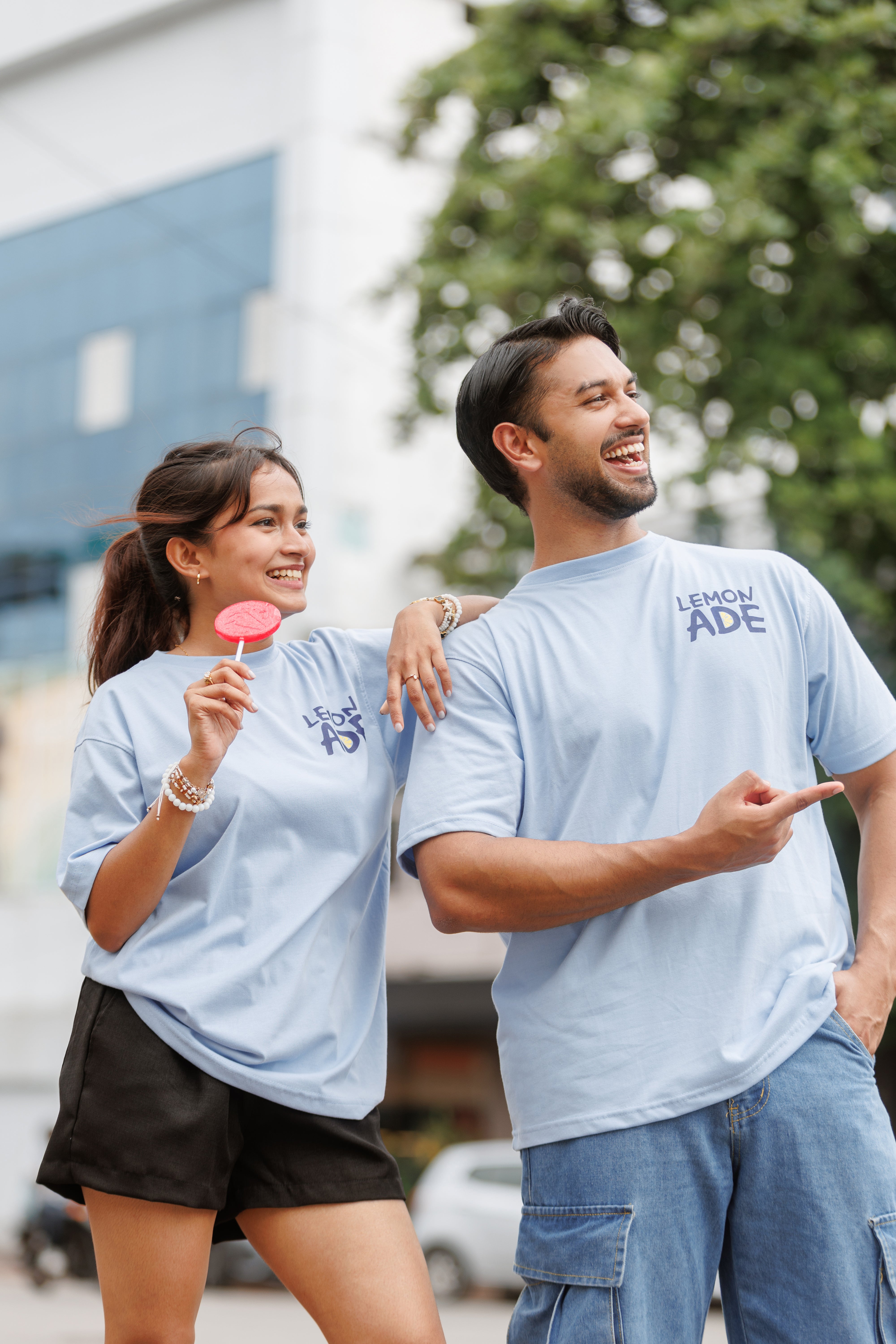 Lemonade Unisex Oversized Tee- Pastel Blue