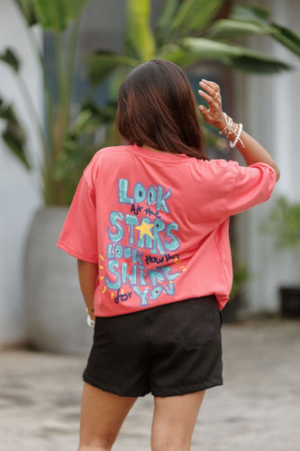 Look at the Stars Unisex Oversized Tee- Peach