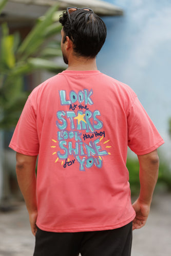 Look at the Stars Unisex Oversized Tee- Peach