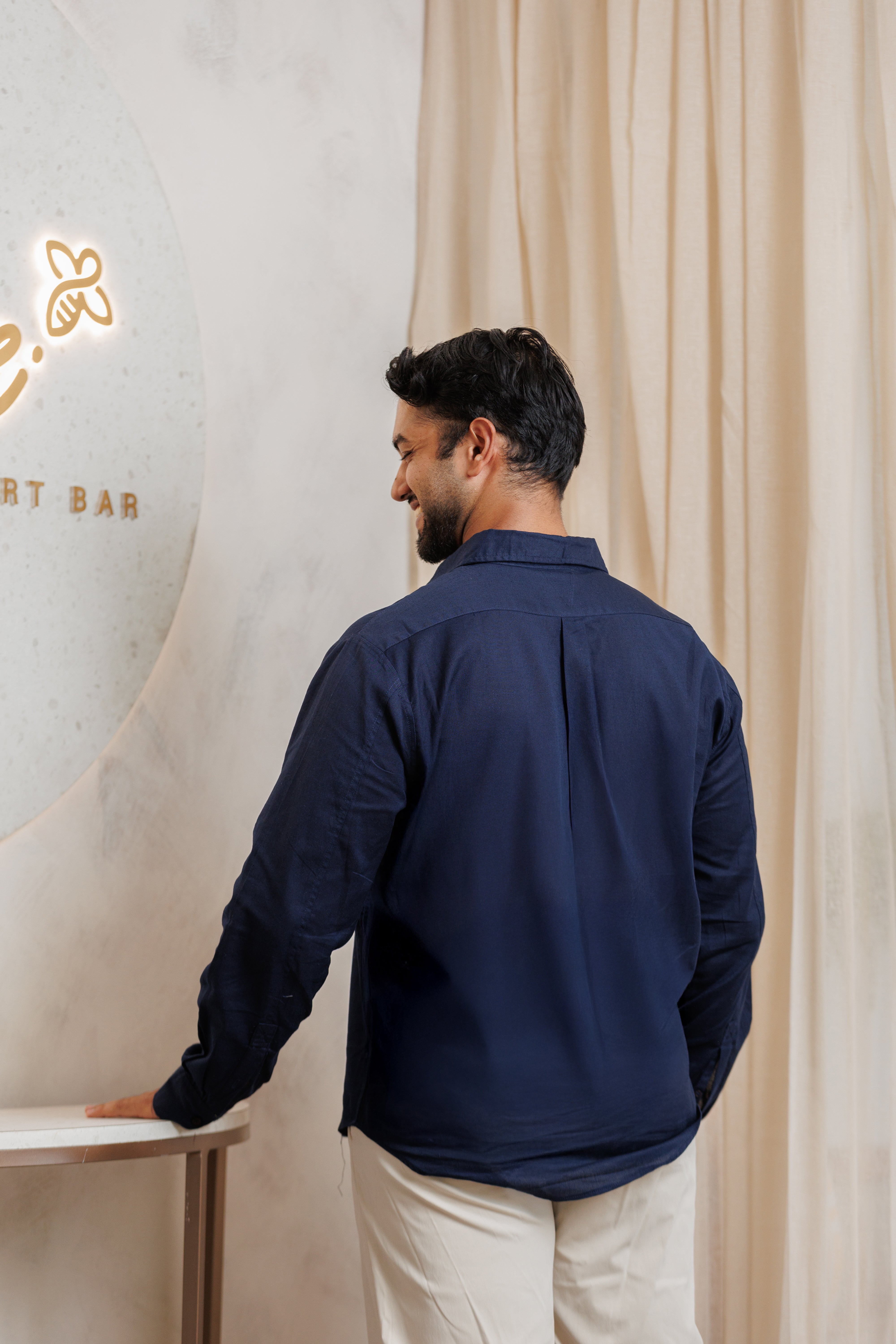 Adam Cotton Shirt for Men- Navy Blue