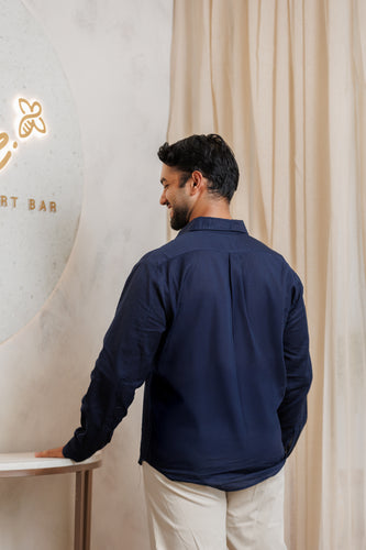 Adam Cotton Shirt for Men- Navy Blue