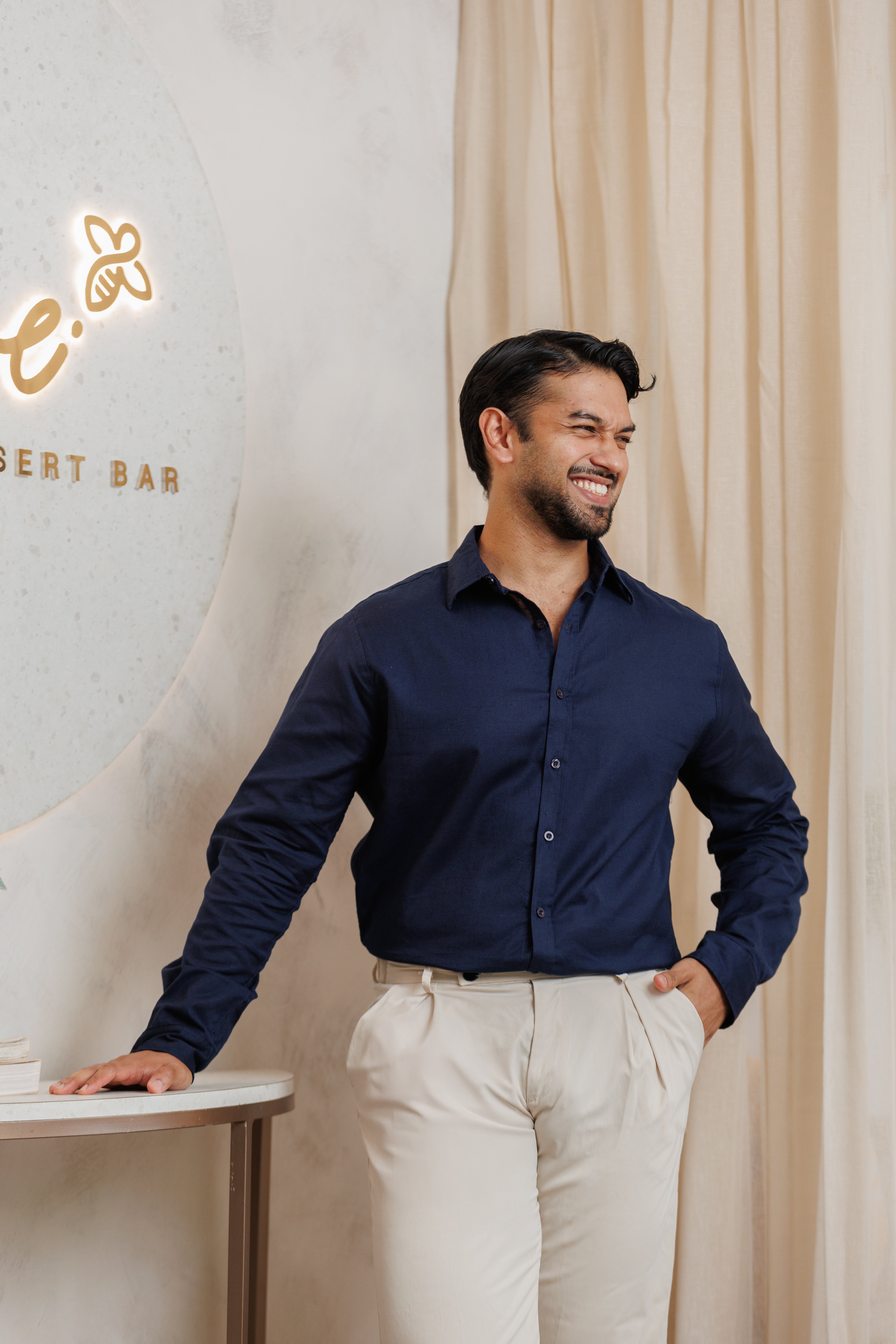 Adam Cotton Shirt for Men- Navy Blue