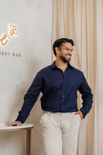Adam Cotton Shirt for Men- Navy Blue