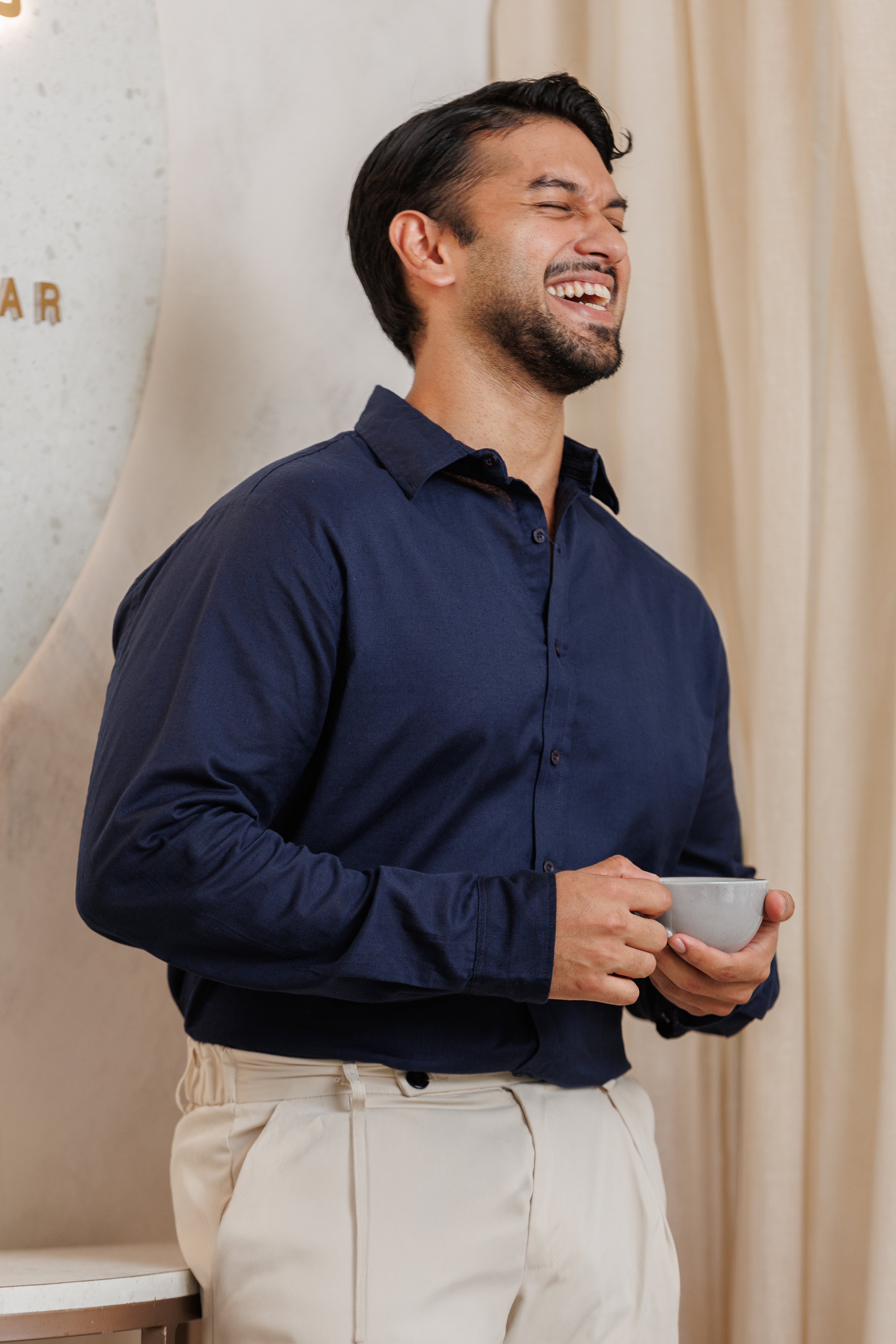 Adam Cotton Shirt for Men- Navy Blue