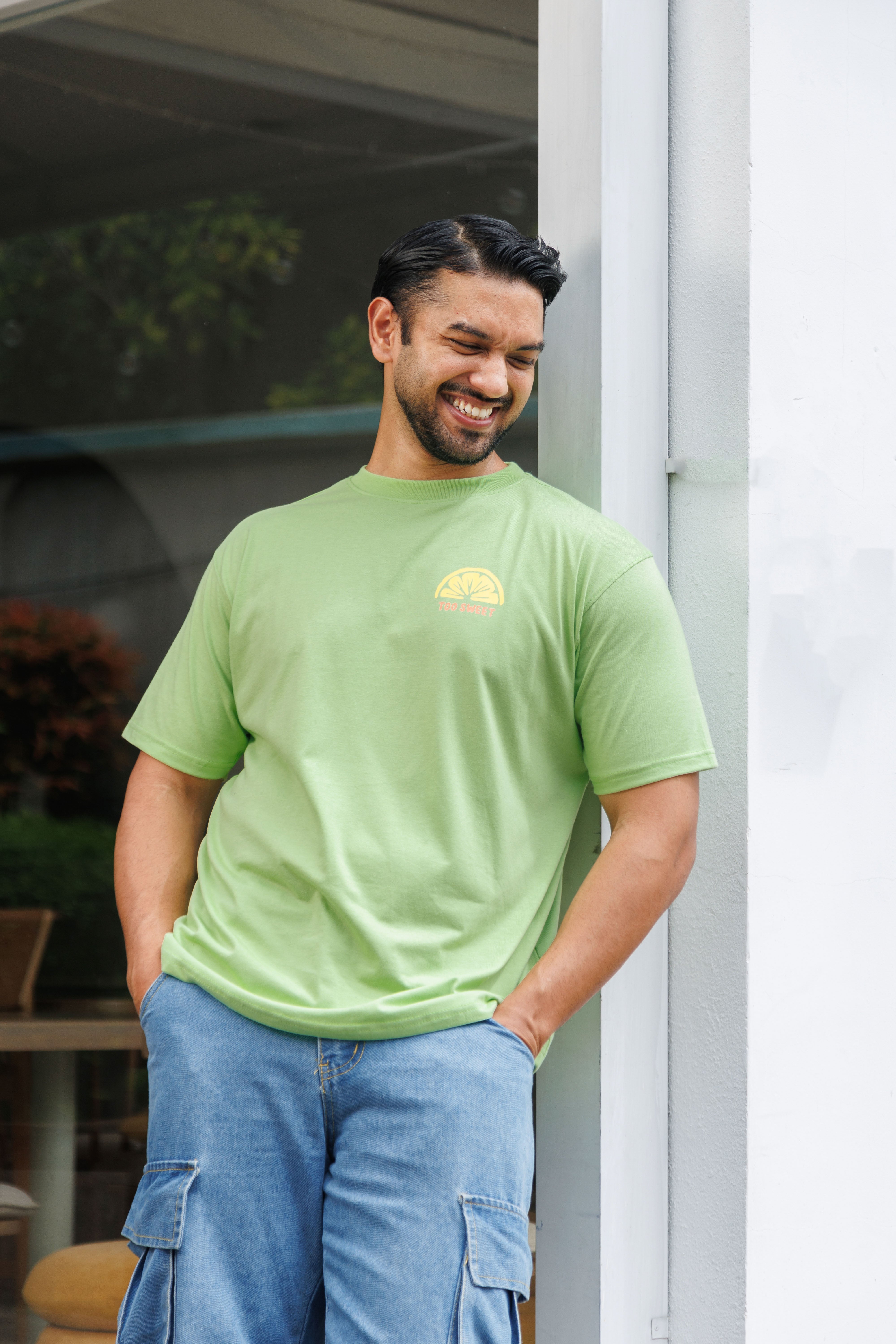 Too Sweet to Be Sour Unisex Oversized Tee- Lime green