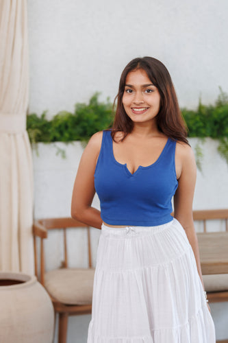 Winnie Ribb Crop Top - Blue
