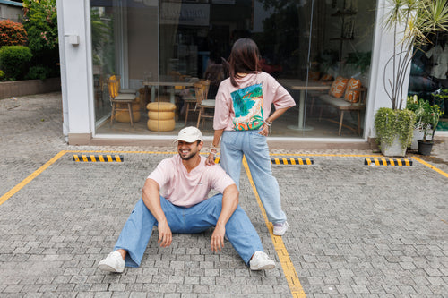 Caught in the City Unisex Oversized Tee- Pink