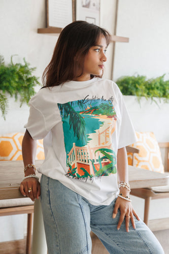 Caught in the City Unisex Oversized Tee- White