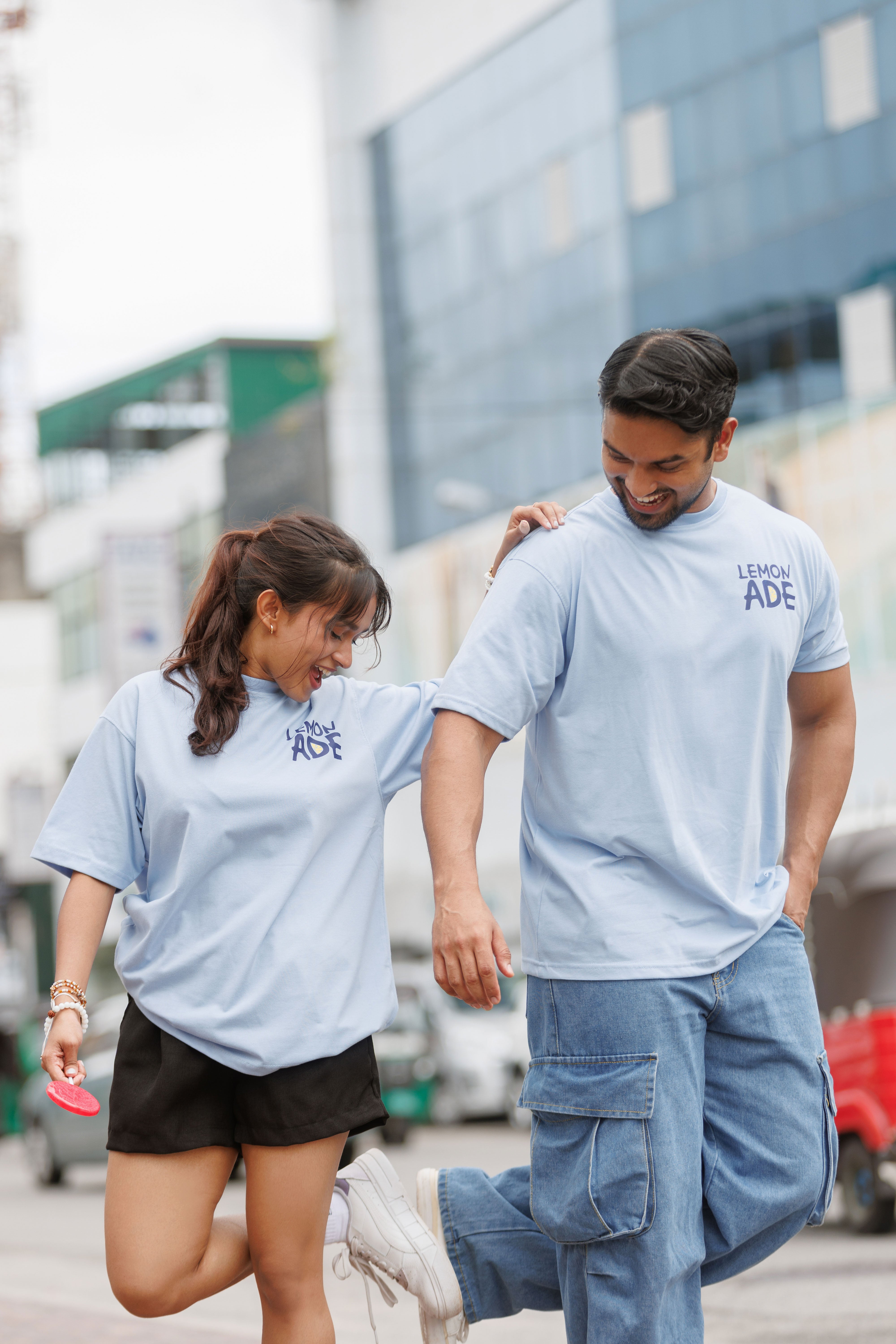 Lemonade Unisex Oversized Tee- Pastel Blue