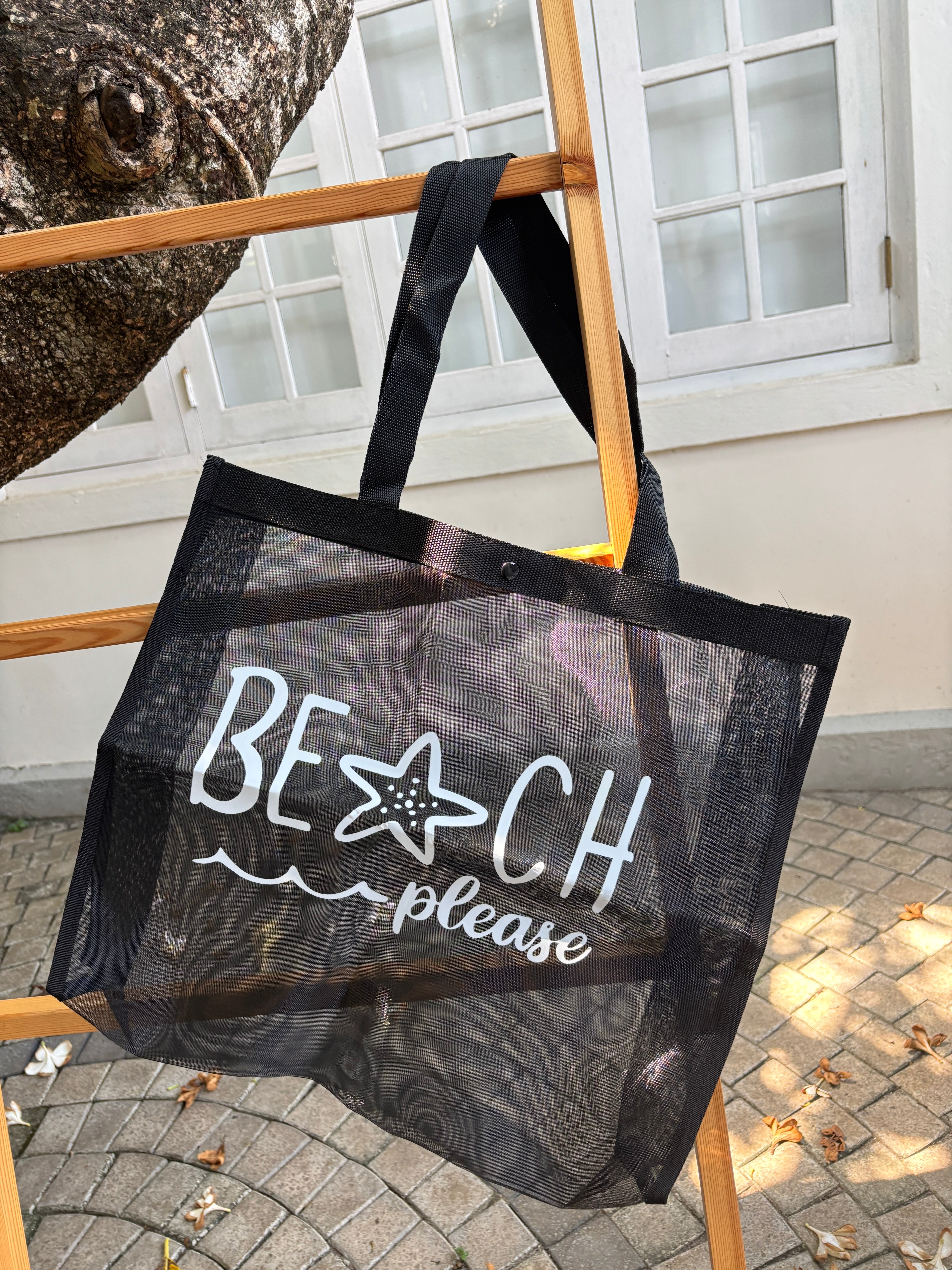 Pink Mesh Beach Tote Set