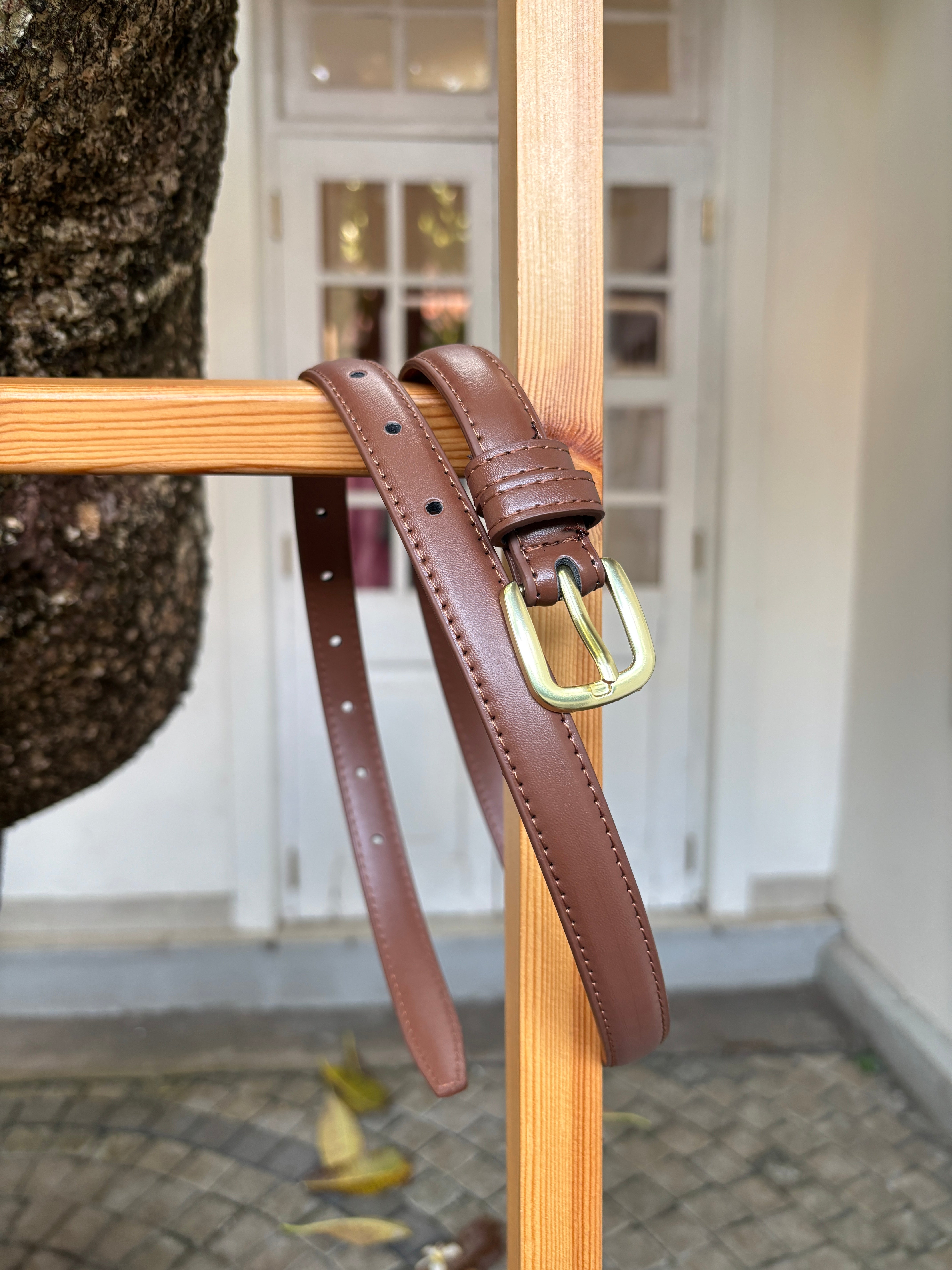 1.8cm Retro PU Belt brown