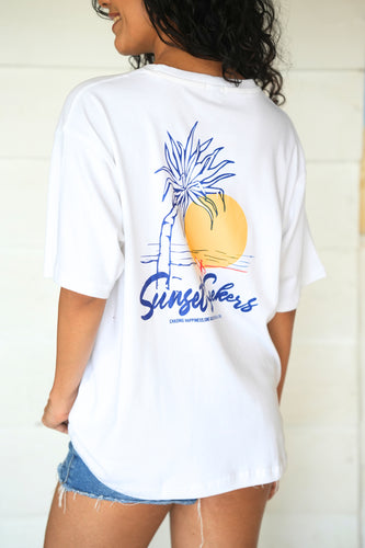 Sunset Seeker Oversize Tee White- Unisex