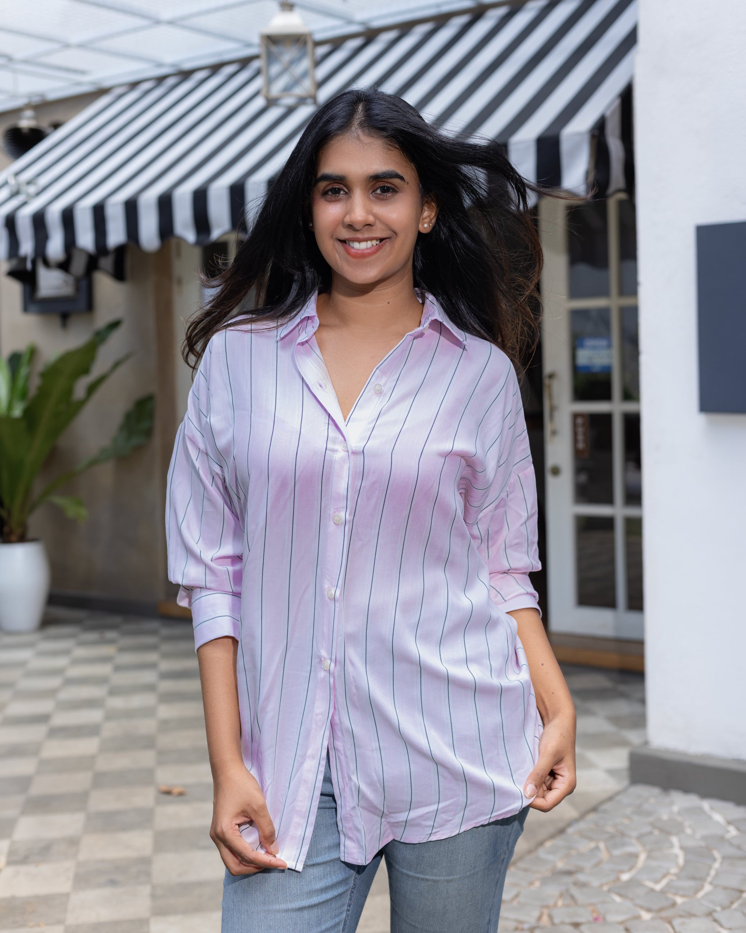 Tiffany Drop Shoulder Shirt - Stripe