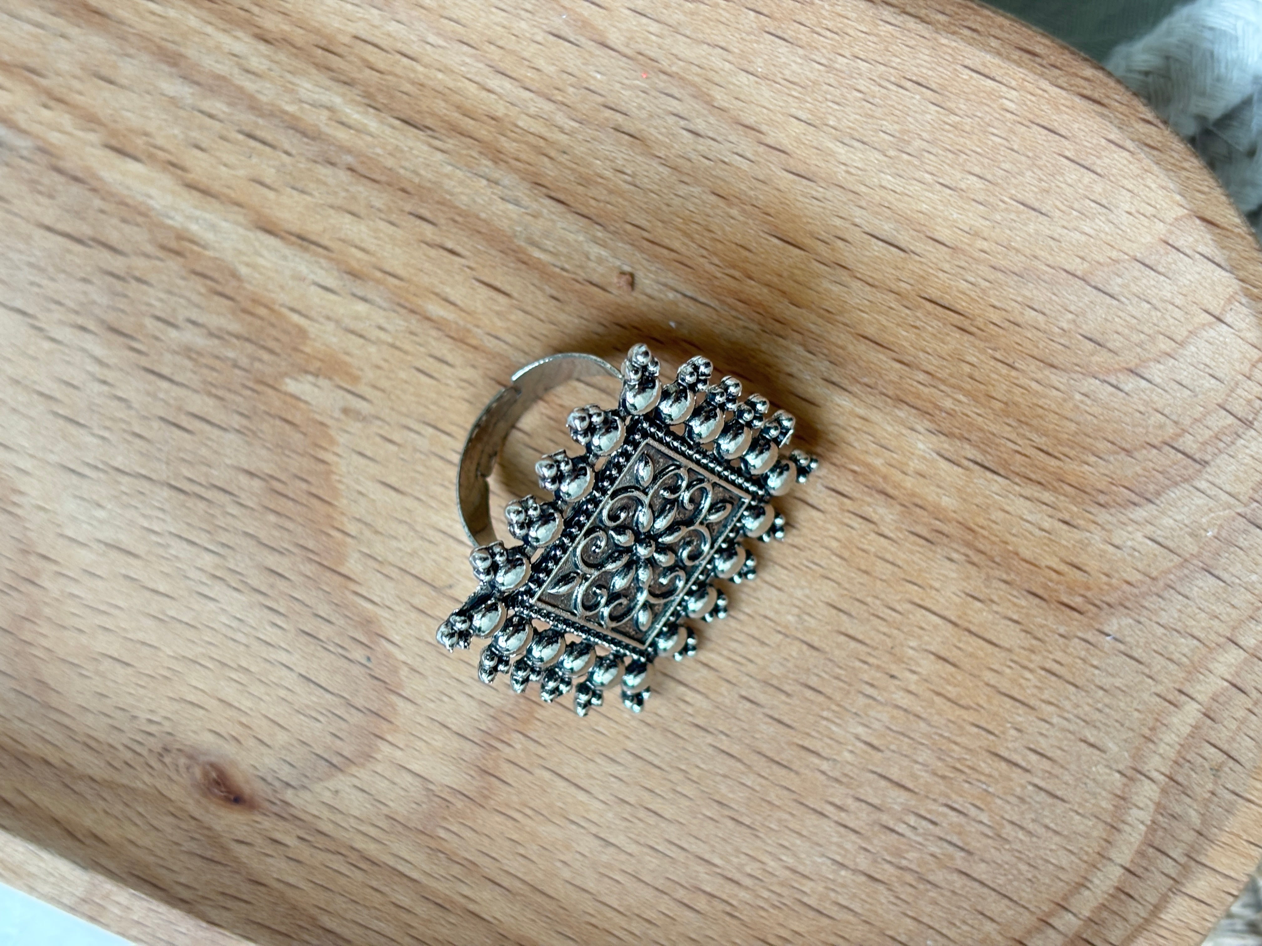 Silver Boho Square Ring