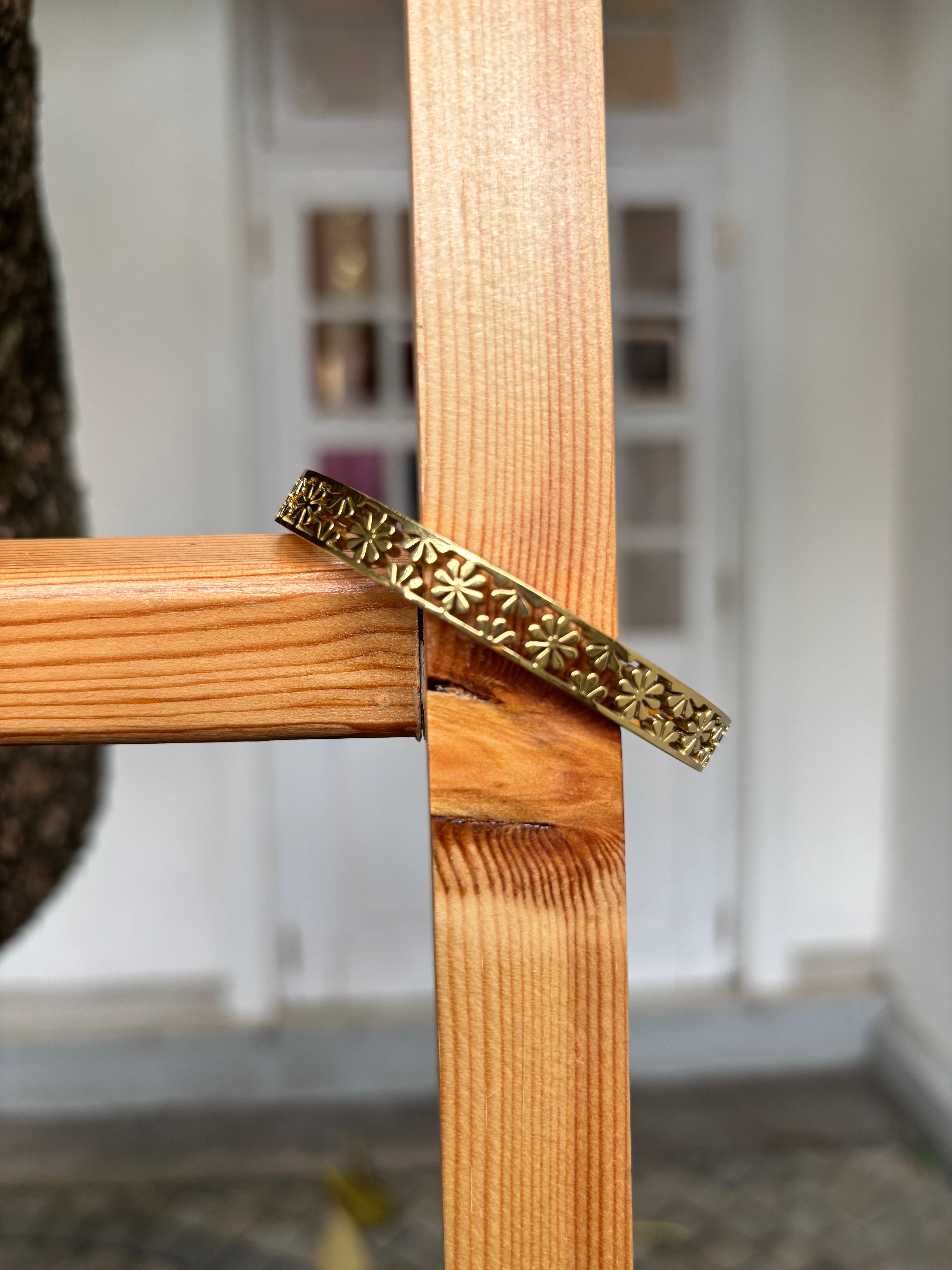 Golden Hollow Flower Cuff