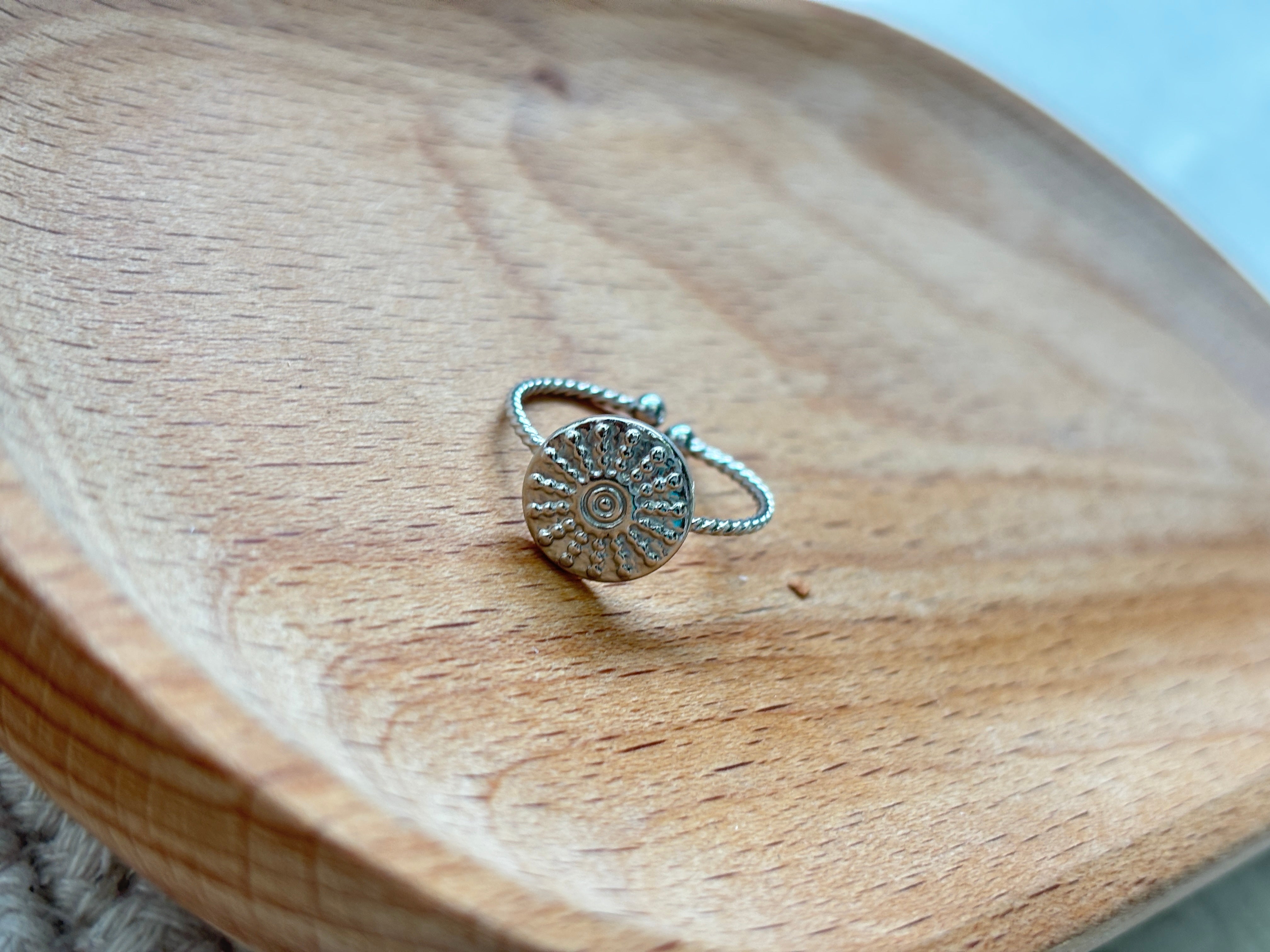 Etched Stainless Silver Ring