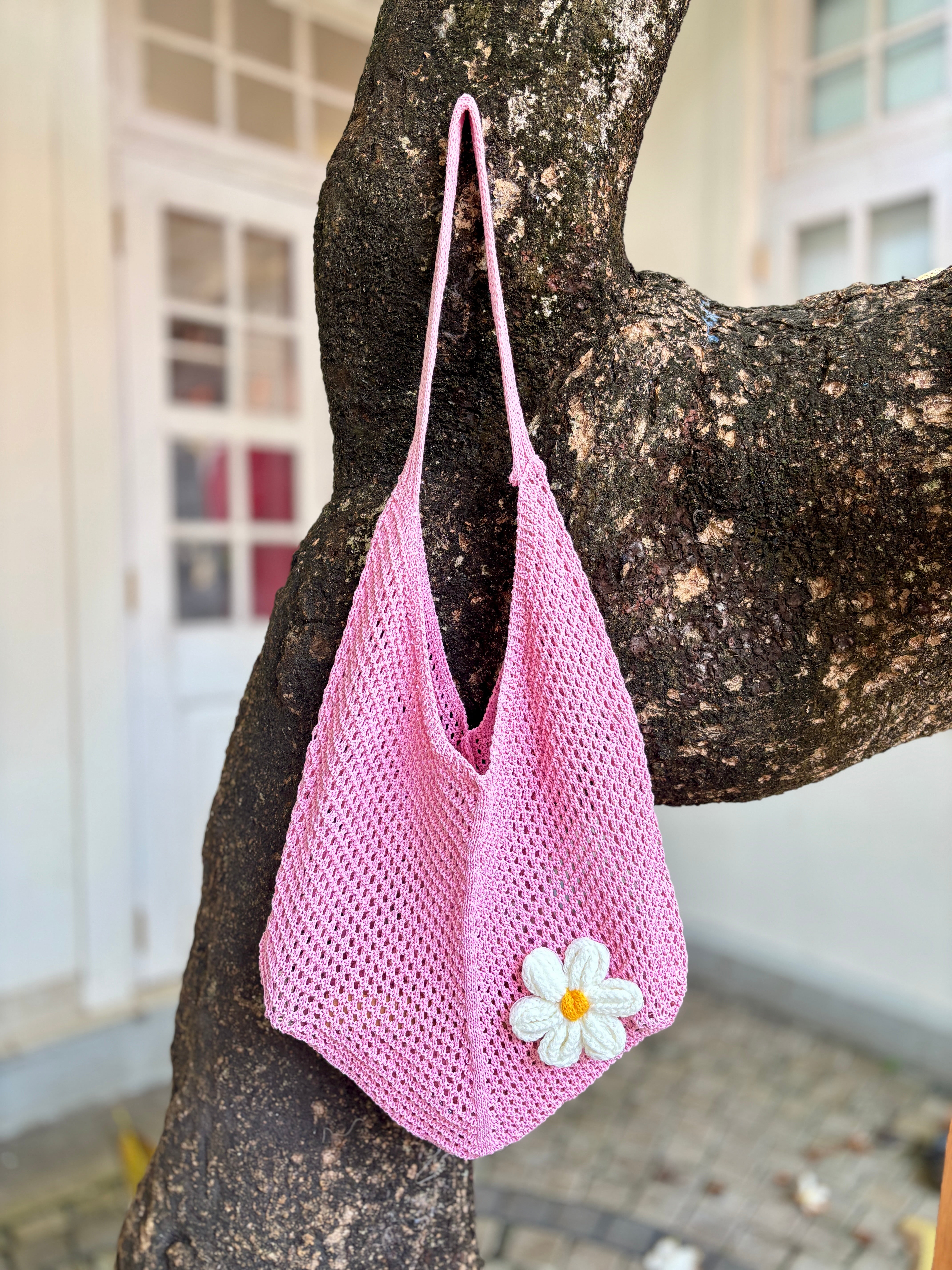 Large Crochet Flower Tote