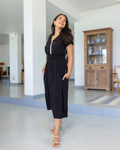 Maria Two toned Midi Dress -Black
