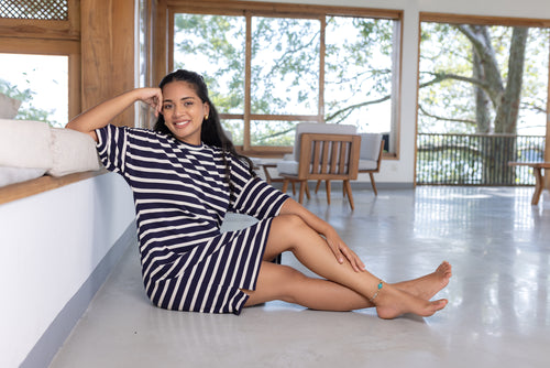 Jessy Striped T dress- Blue & White stripe