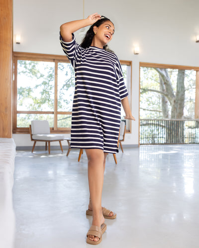 Jessy Striped T dress- Blue & White stripe