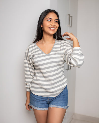 Suzie Sweater Top- Stripe