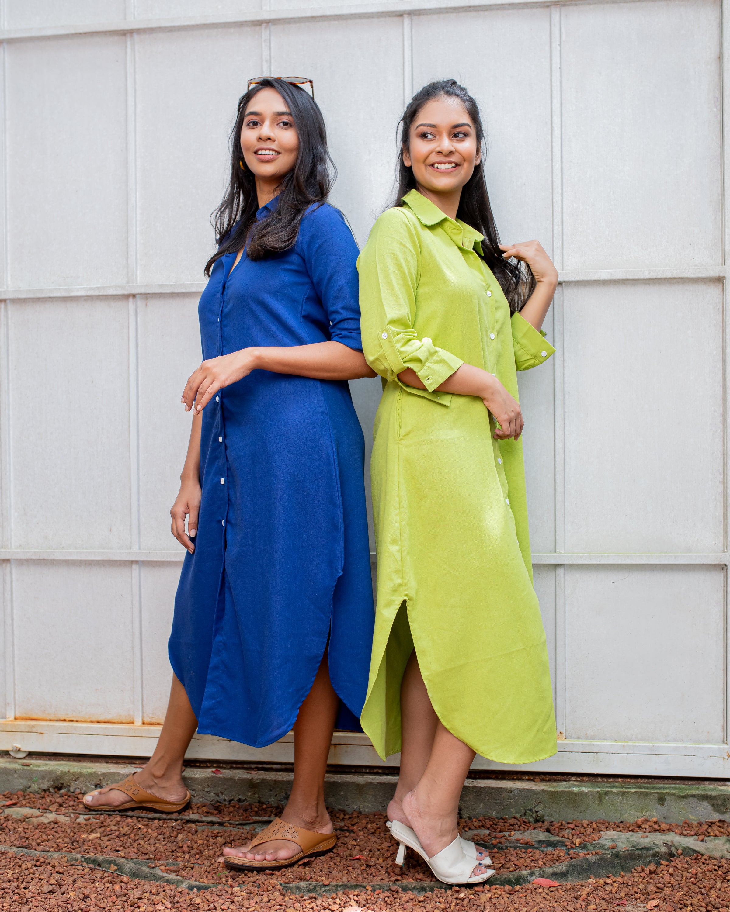 Aria Button Down  Dress- Navy Blue