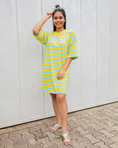 Jessy T -Dress -Green and Yellow Stripe