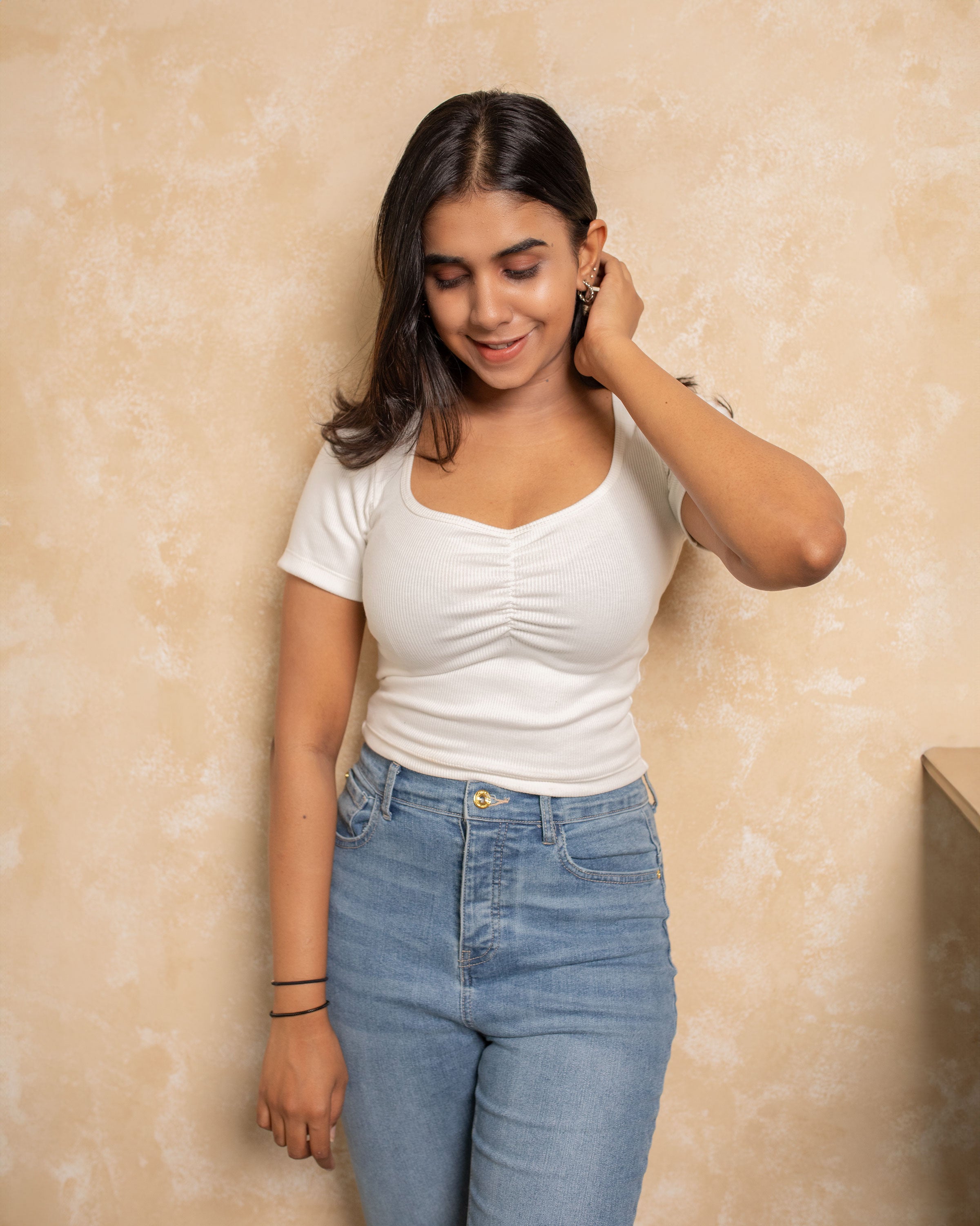 Moana gathered top- Off White