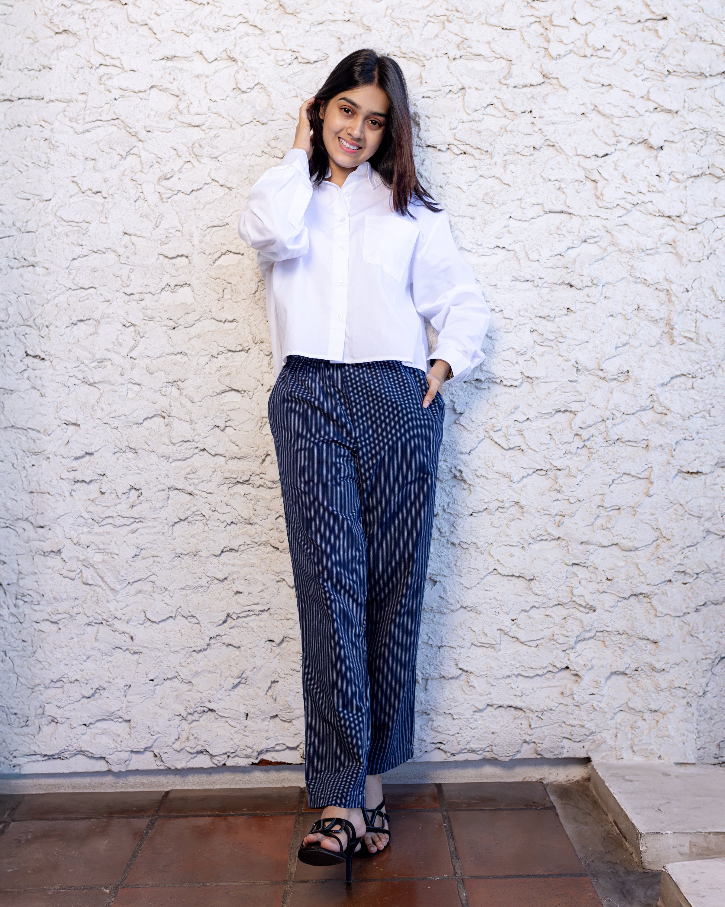 Ami Slip On Pant - Stripe Blue