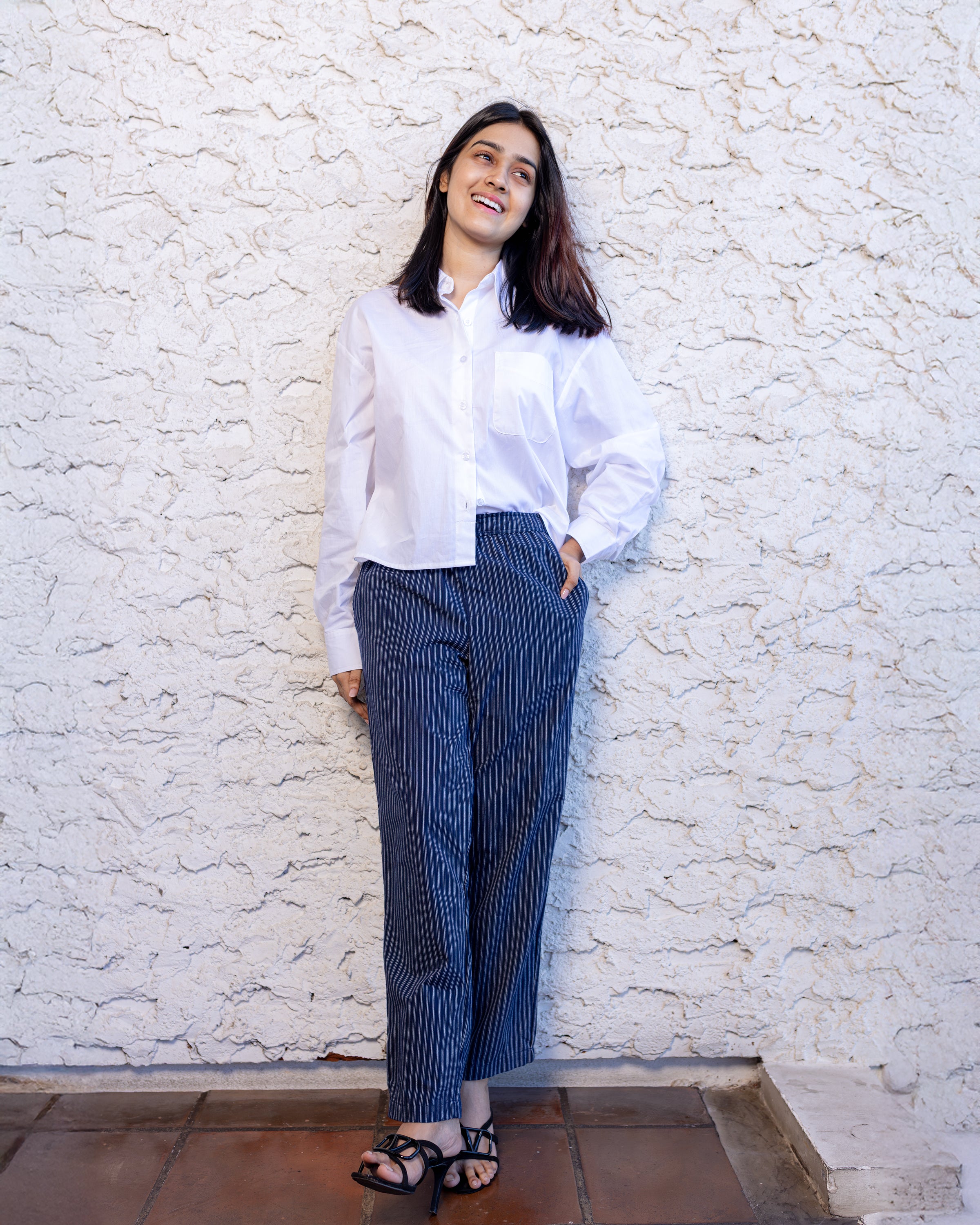 Ami Slip On Pant - Stripe Blue