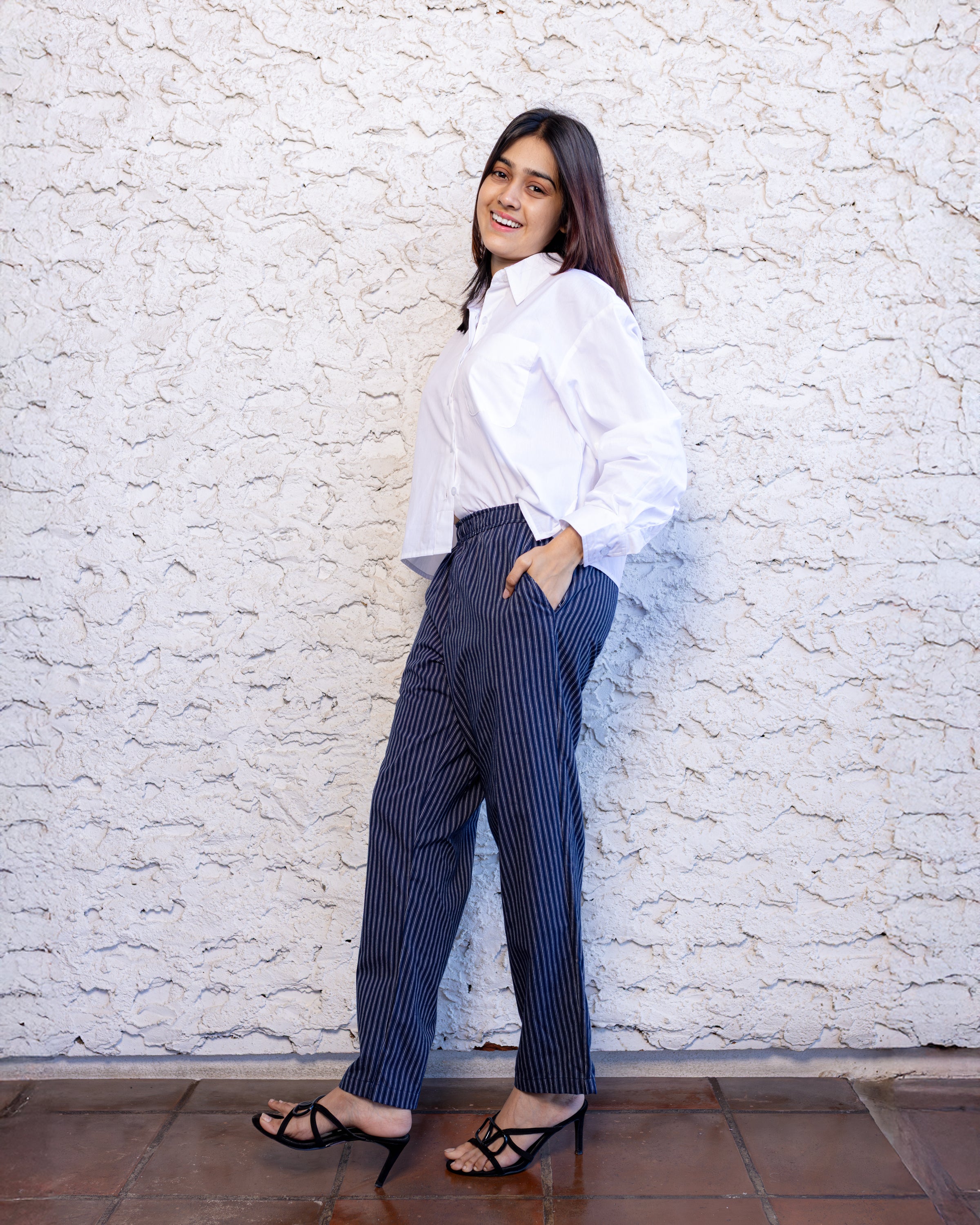 Ami Slip On Pant - Stripe Blue