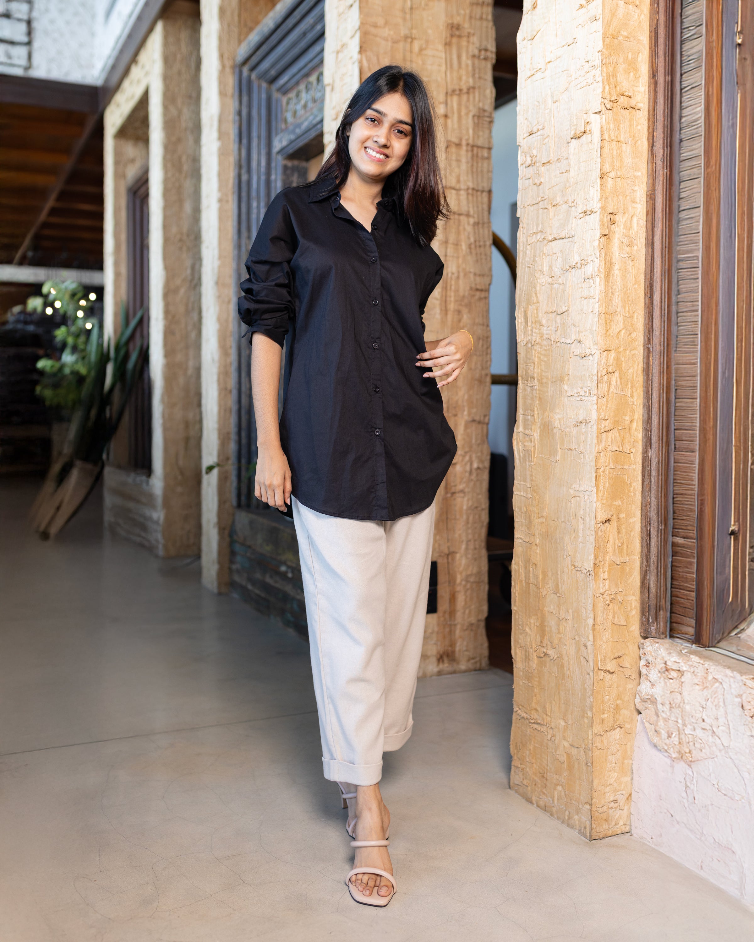 Tiffany Drop Shoulder Shirt - Black