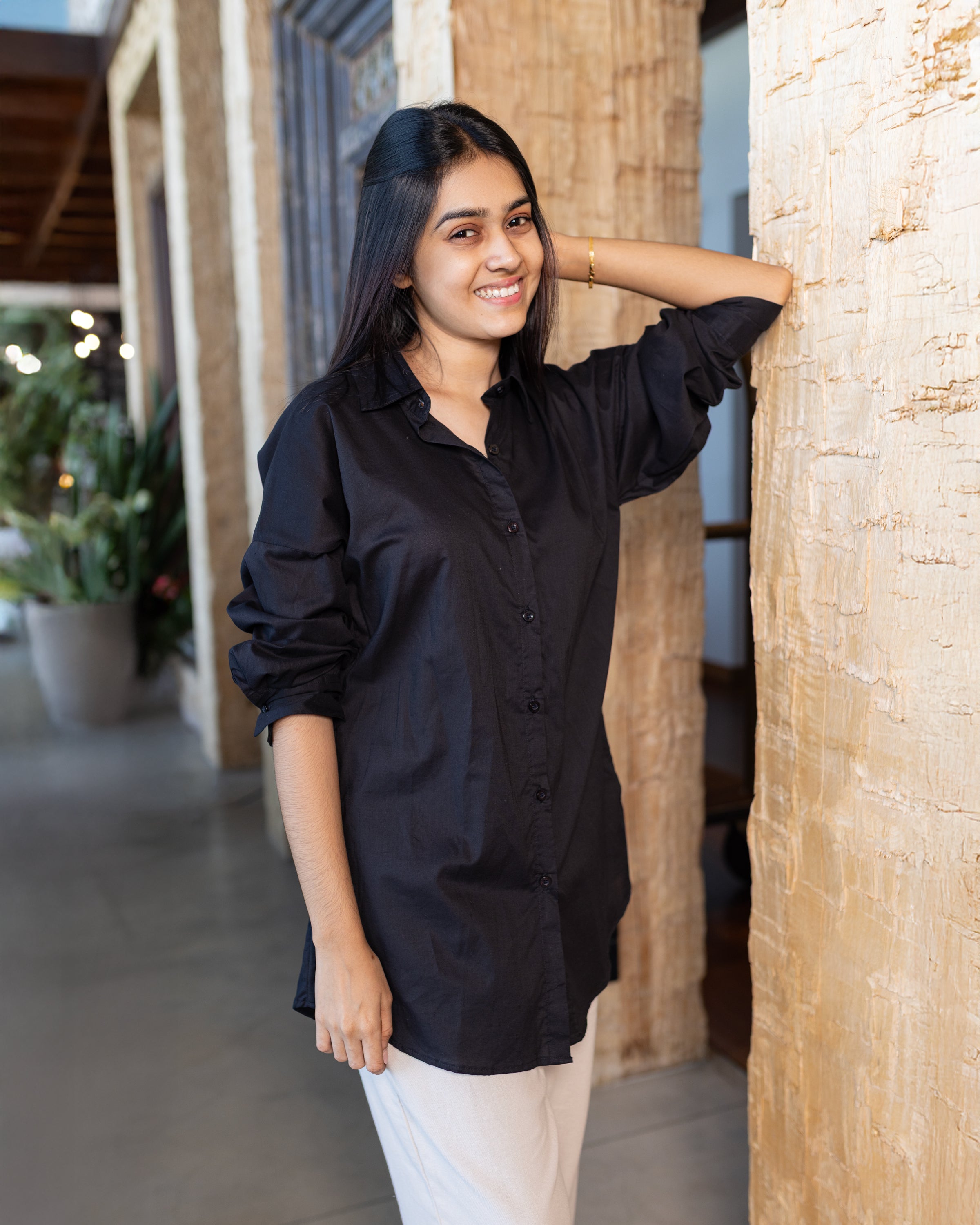 Tiffany Drop Shoulder Shirt - Black