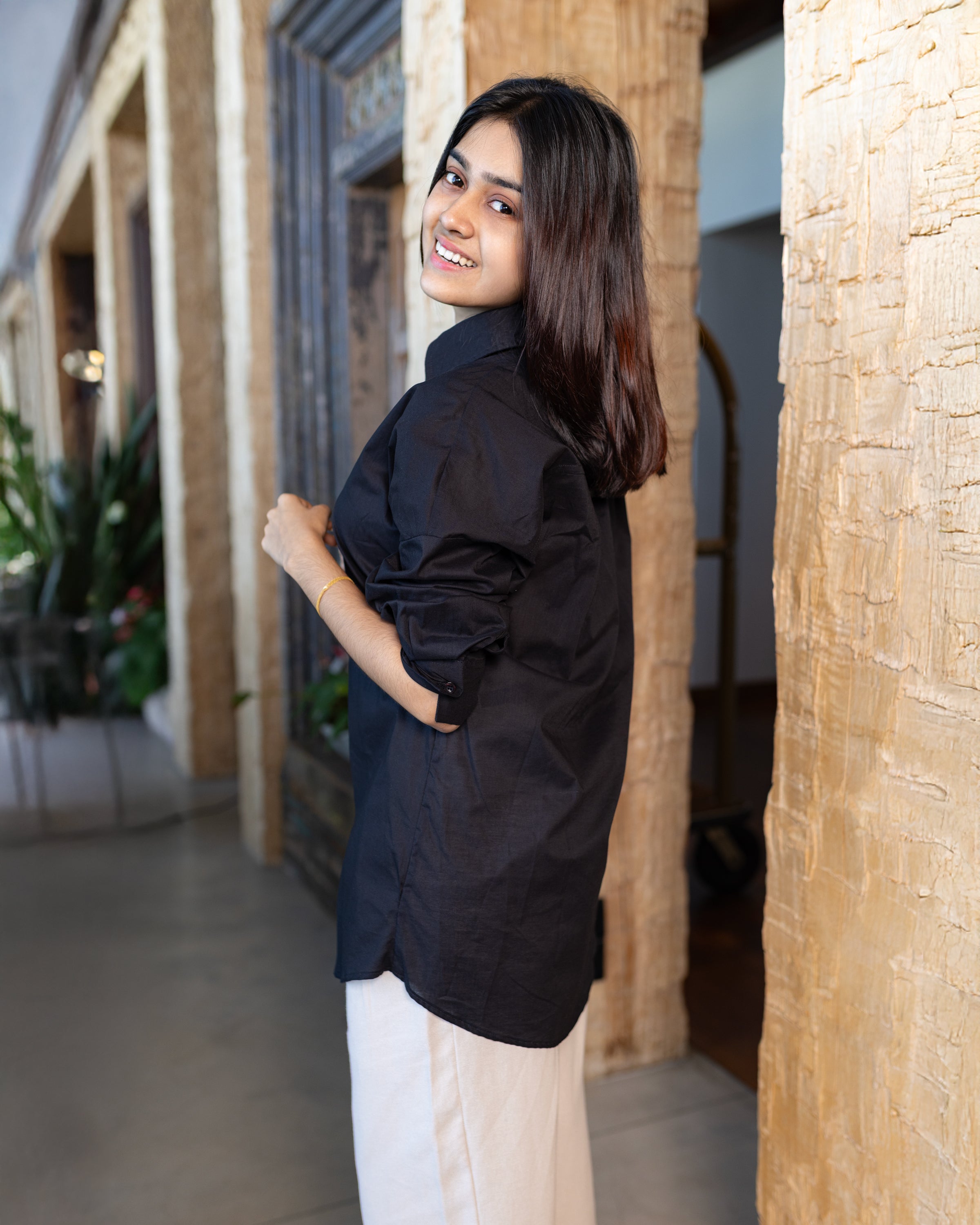 Tiffany Drop Shoulder Shirt - Black