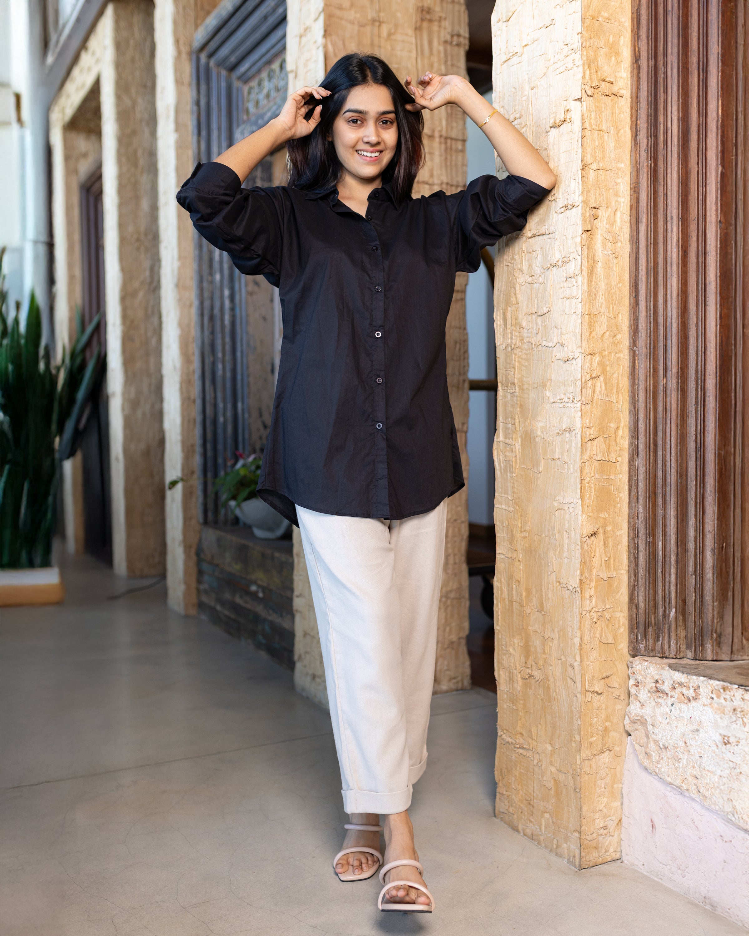 Tiffany Drop Shoulder Shirt - Black