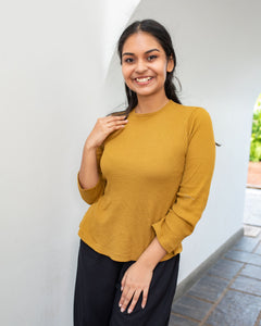 Maeve Knitted Workwear Top- Mustard