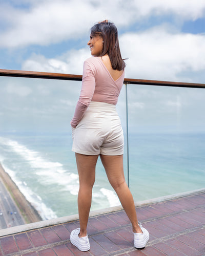 Sonnet Buttoned Mini Short - Beige