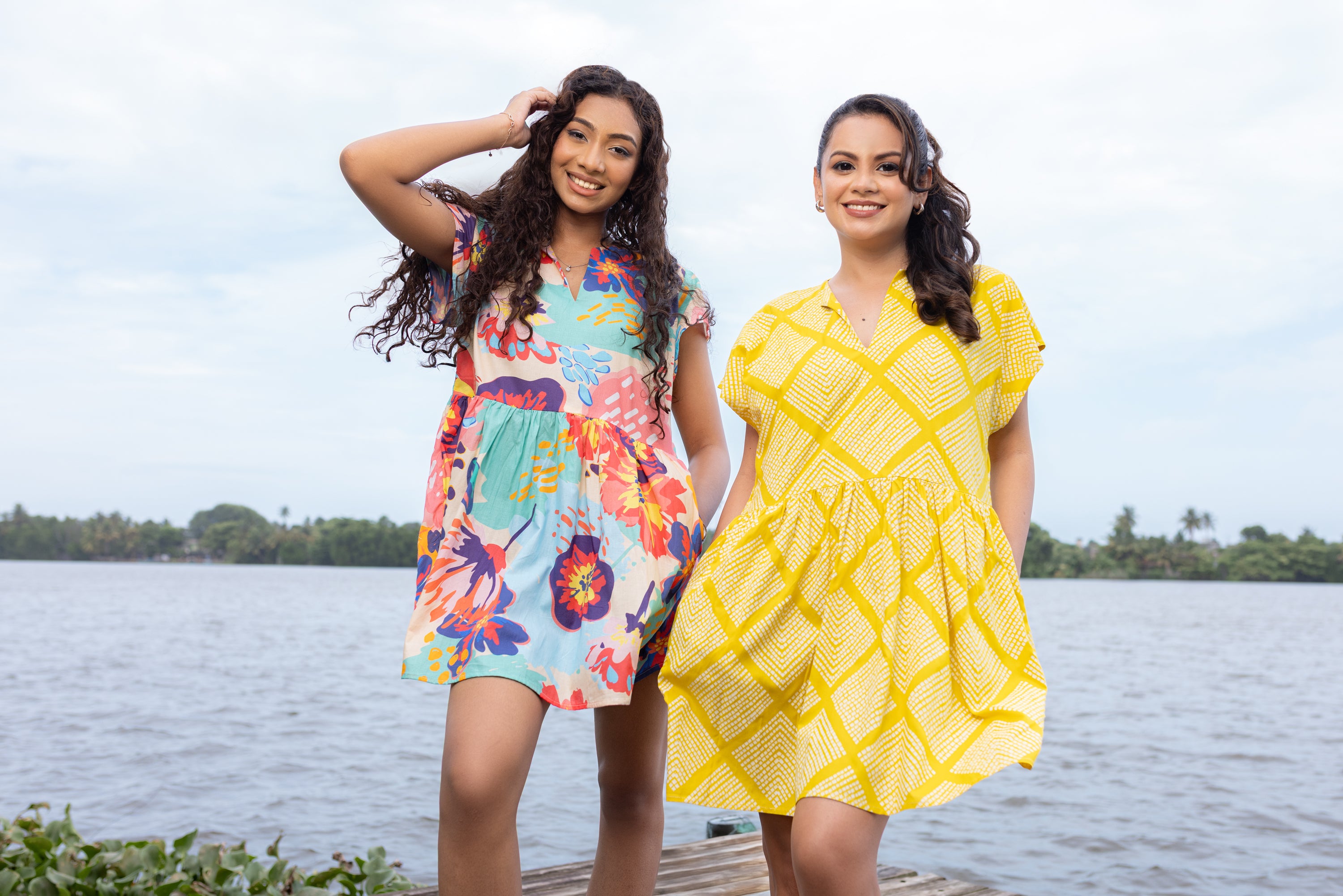 Tia Printed Mini Dress - Yellow