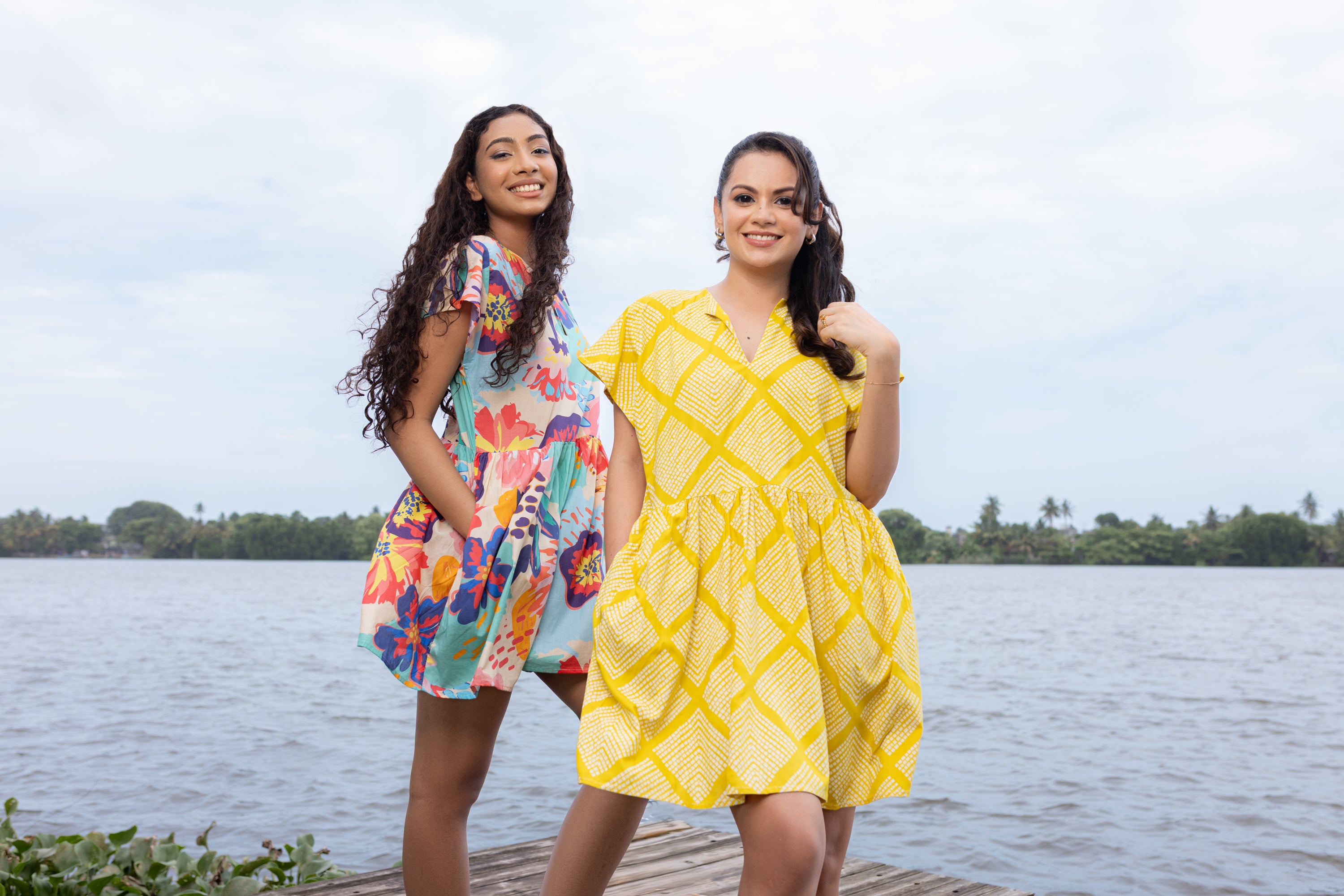 Tia Printed Mini Dress - Yellow