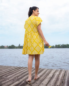 Tia Printed Mini Dress - Yellow