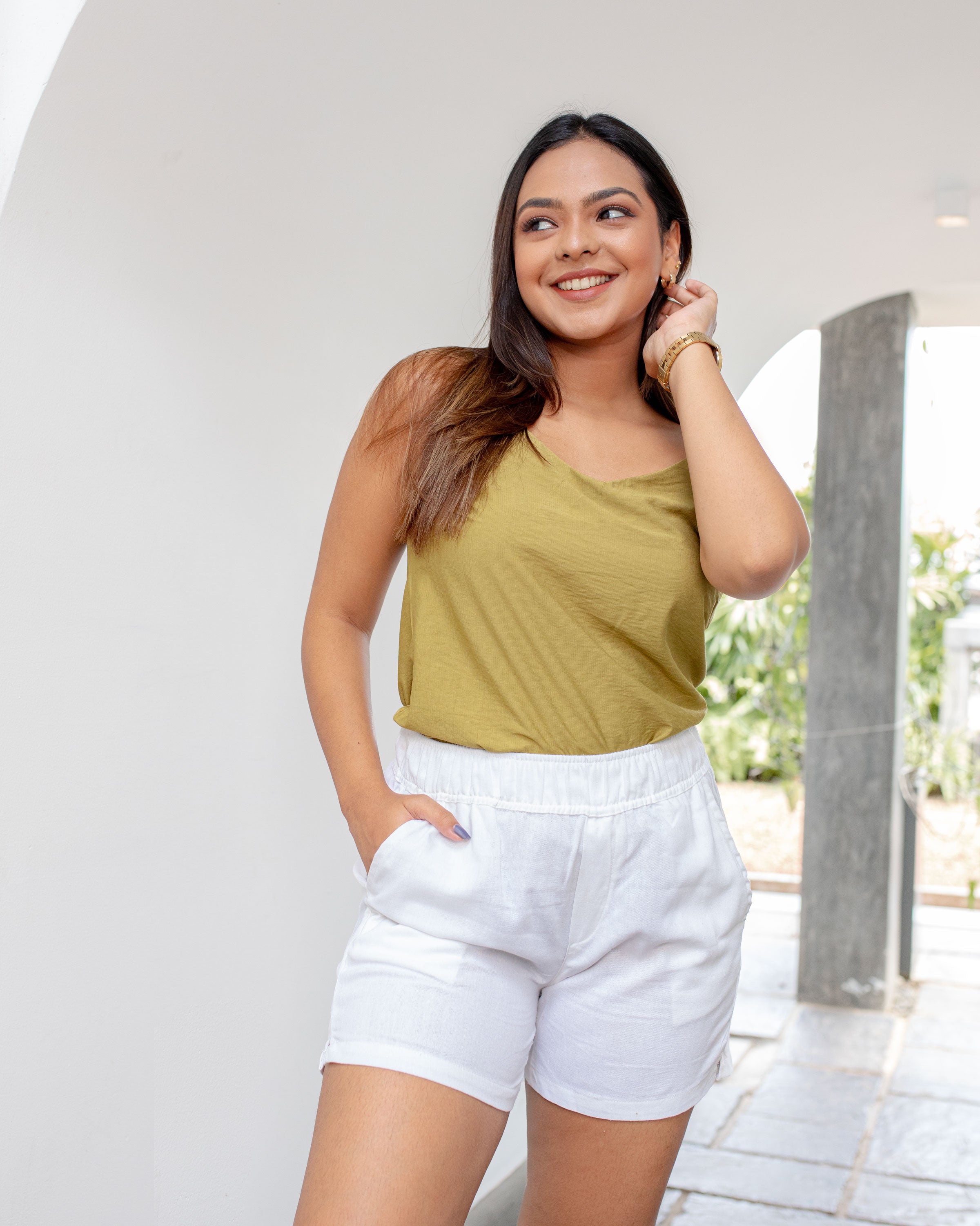 Kiana Strappy Top -Olive