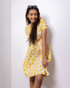 Sweet Love Midi Dress	- Yellow printed