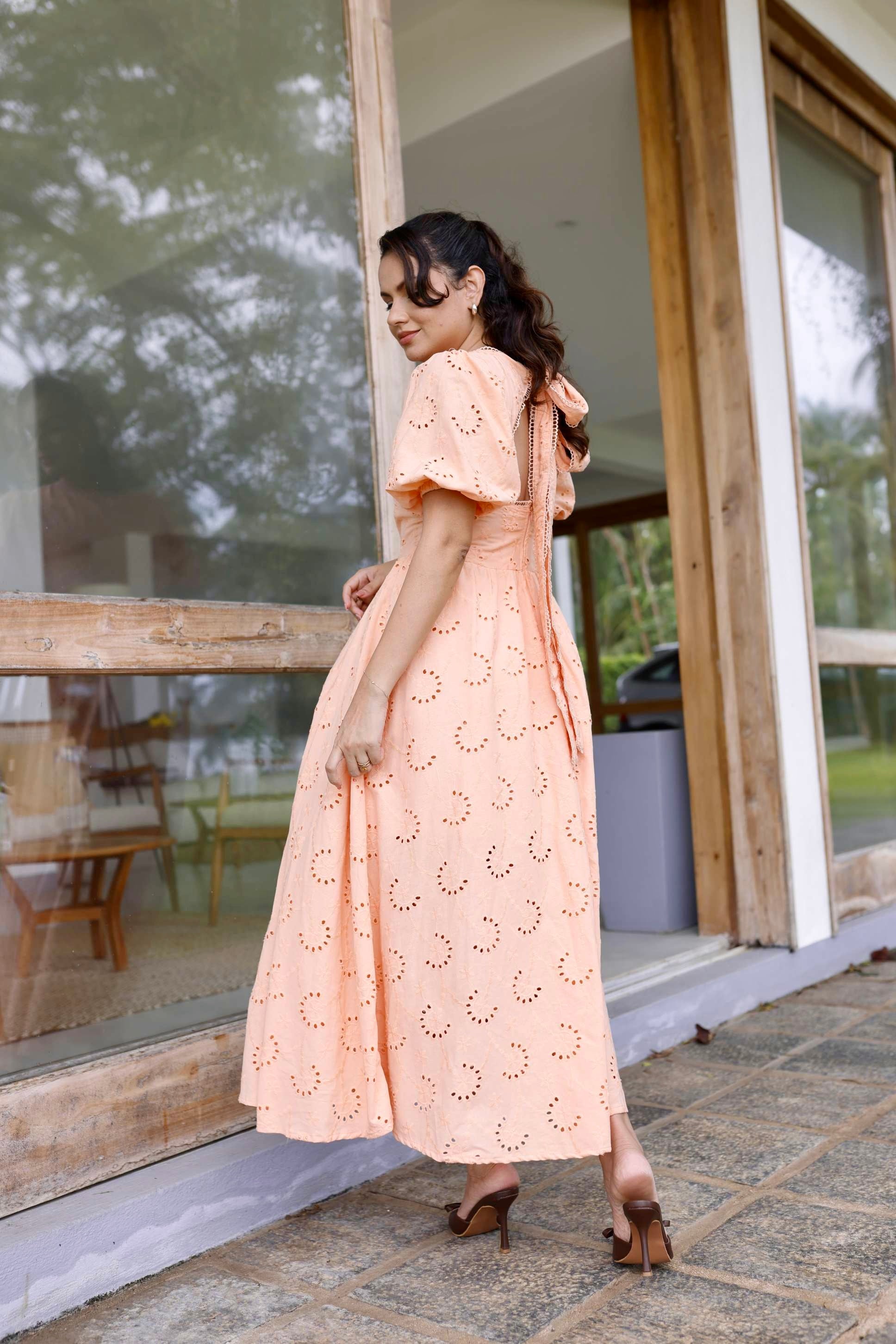 Touch of Love Cutlawn Dress - Peach